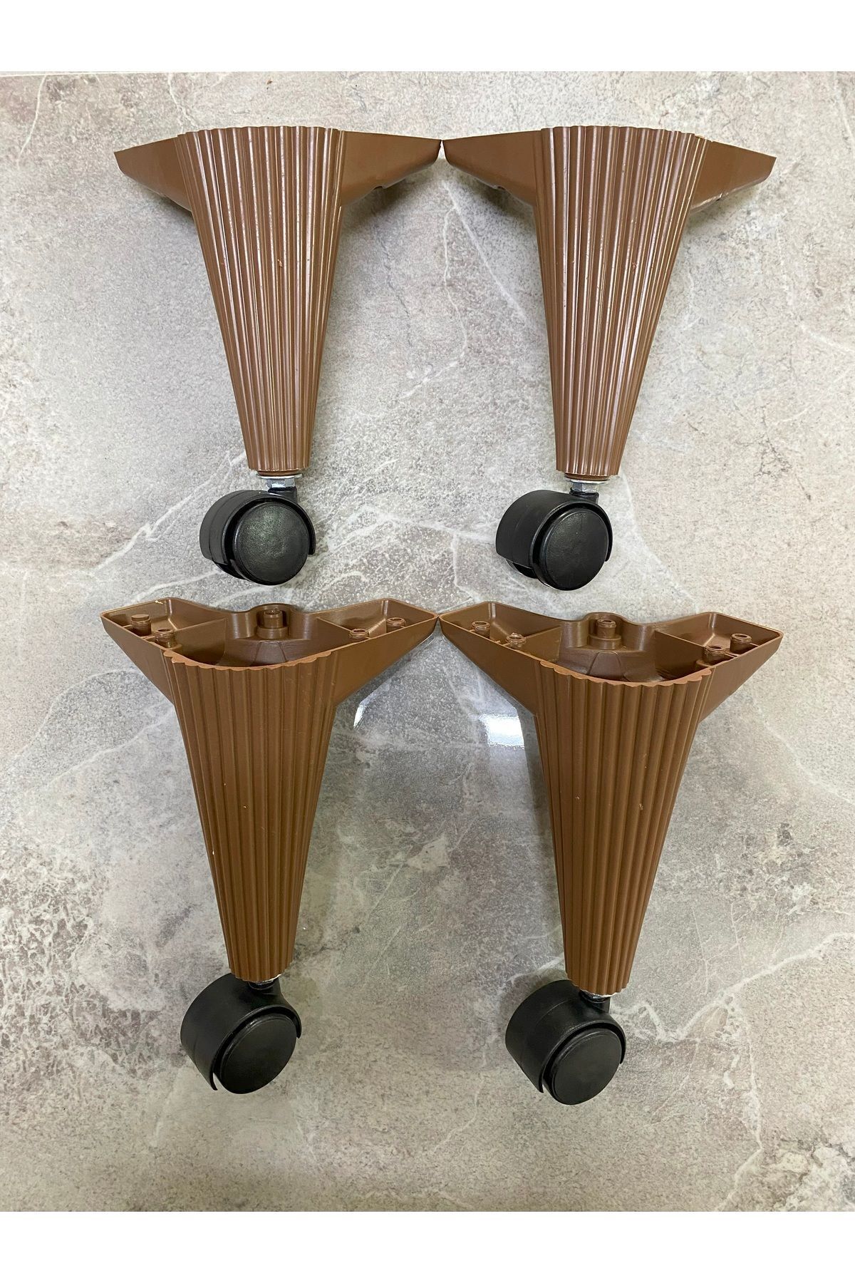 Tekerlekli Sehpa Masa Ayağı, Akıllı Sehpa Ayağı, Sihirli Sehpa Ayağı Ceviz 4 Adet 360 Derece 20 Cm
