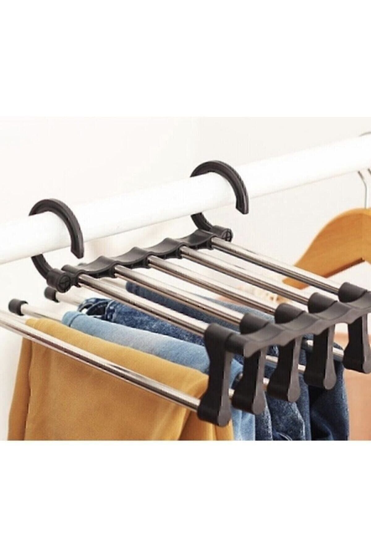 Canderel-Foldable 5-Piece Trouser Hanger Movable In-Closet Hanger System 2