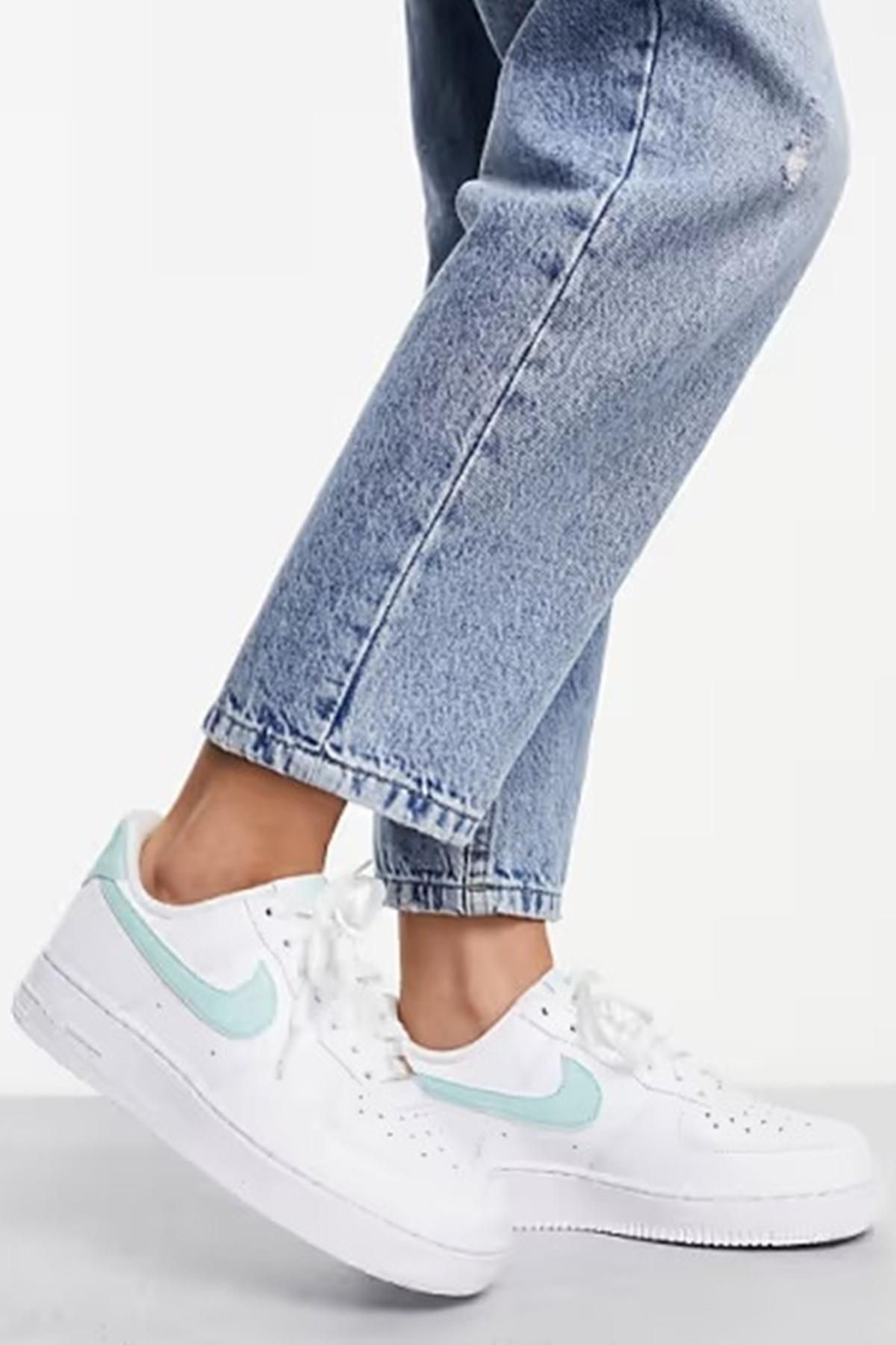 Air Force 1 07 AF1 Leather White Unisex Snaker کفش اسپرت چرم طبیعی White Leopard Swoosh Nike نایکی اورجینال - تصویر 2