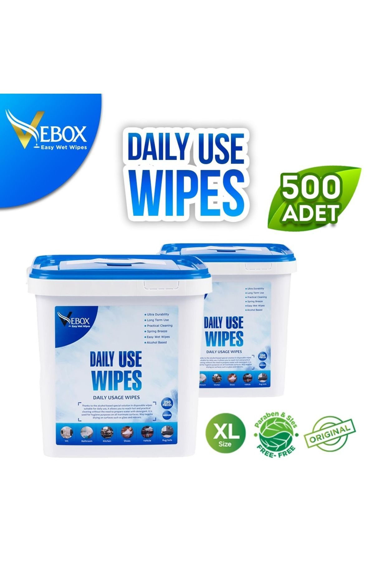 VEBOX-500 Sheets for Daily Use - 2 Pack Bucket and Wet Wipes Towels 4
