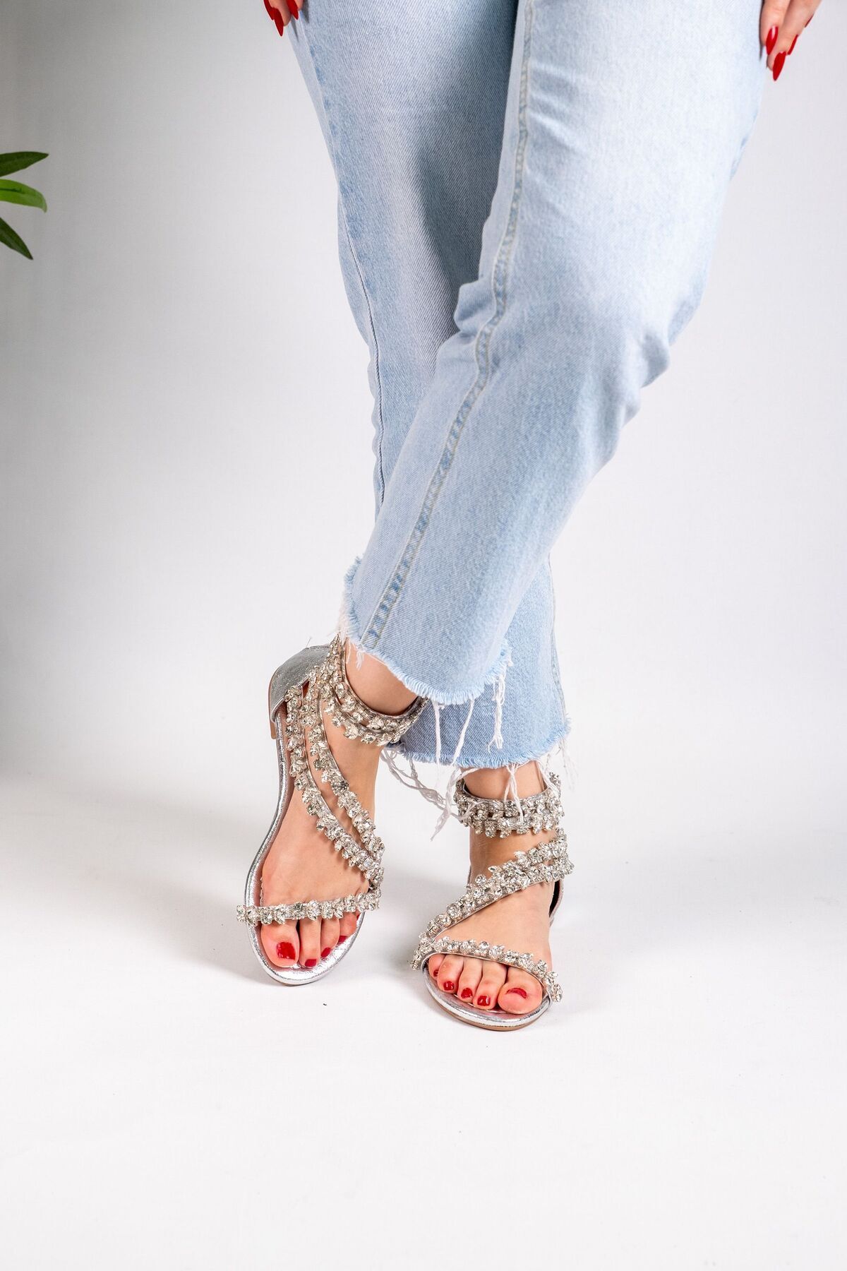 صندل زنانه نقره اي Oblavion | TXAB8626452325 اورجینال - تصویر 5