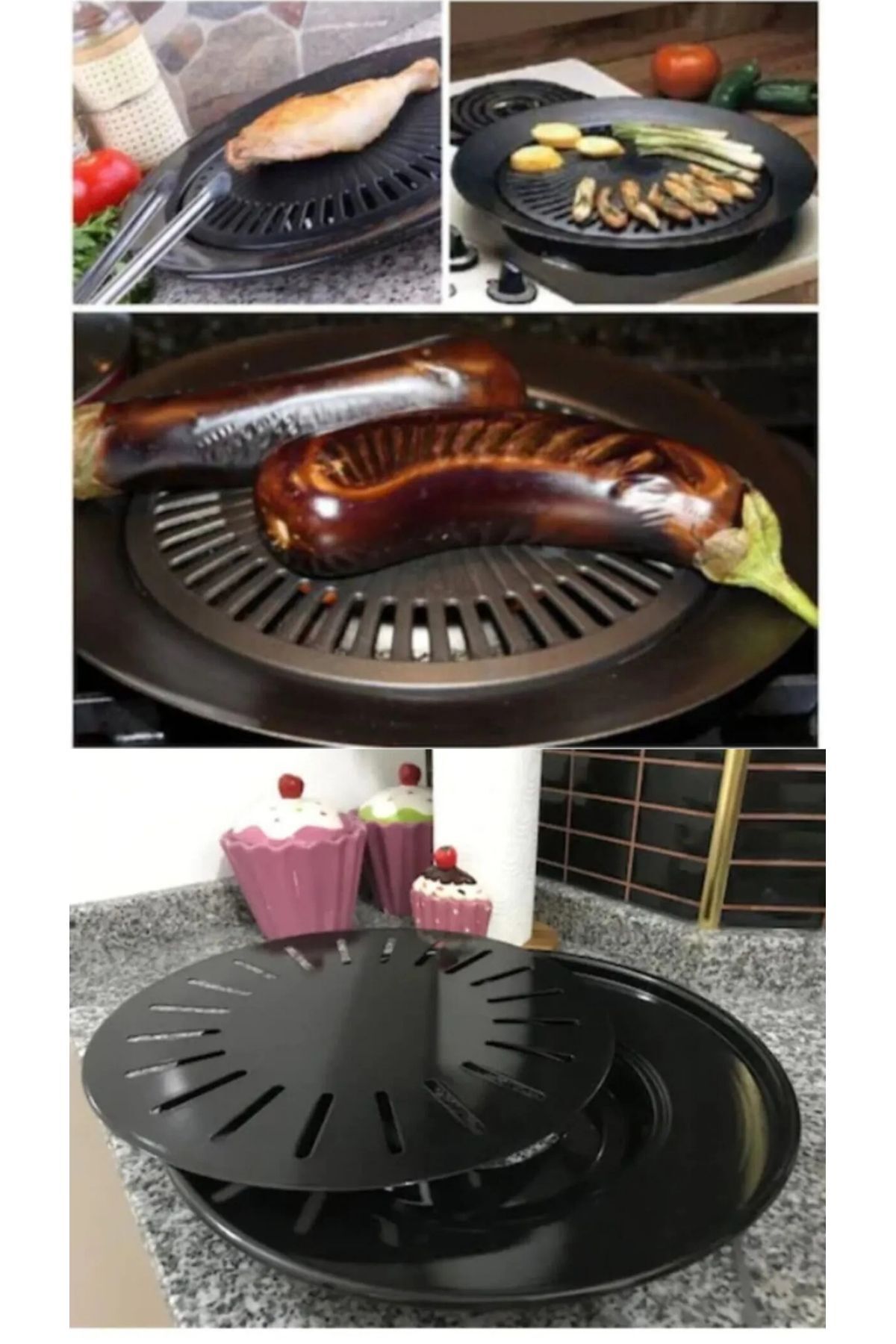 Mucize Izgara Stovetop Grill Ocak Üstü Yanmaz Yapışmaz Dumansız Grill 2