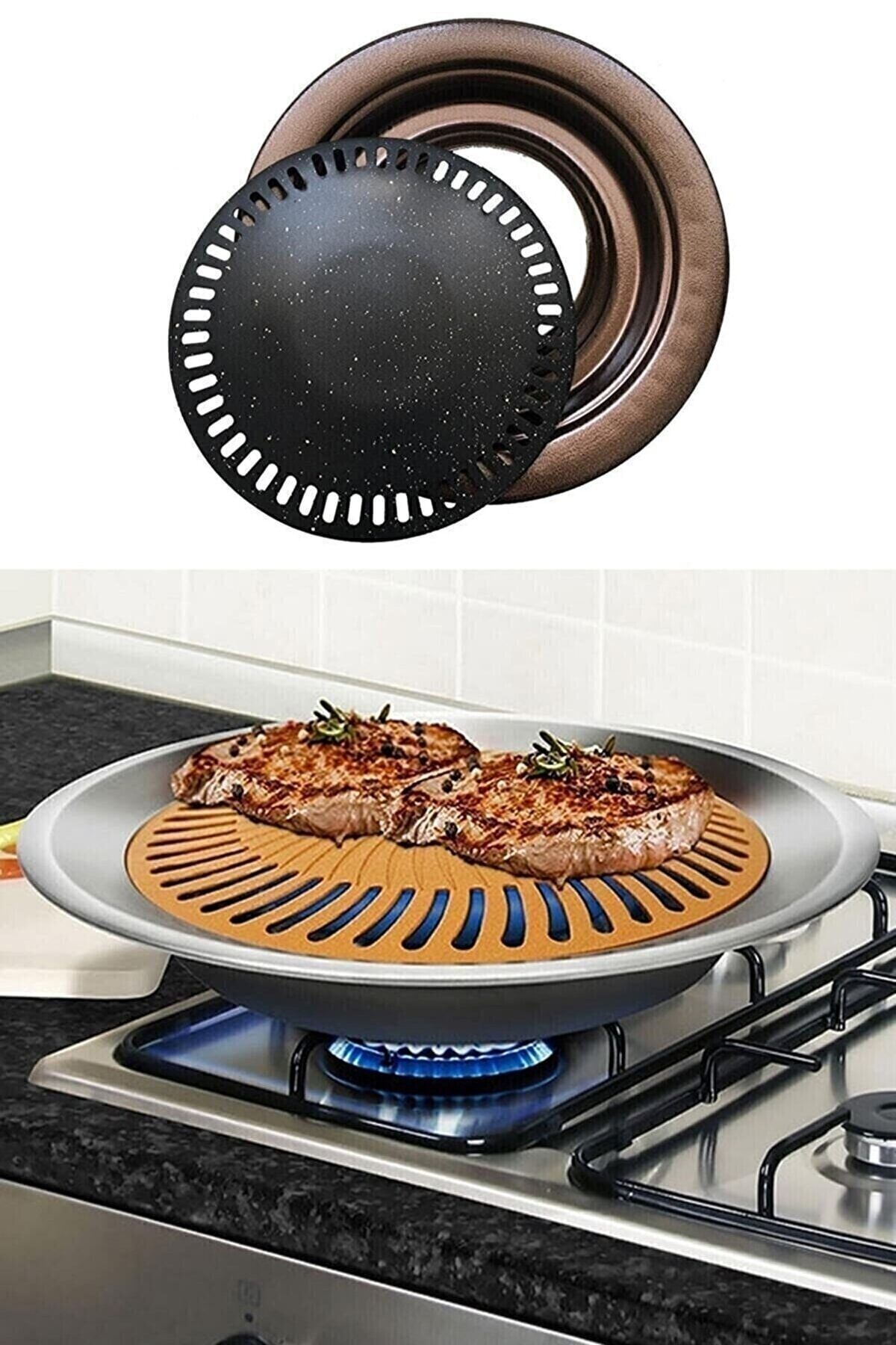 Mucize Izgara Stovetop Grill Ocak Üstü Yanmaz Yapışmaz Dumansız Grill 3