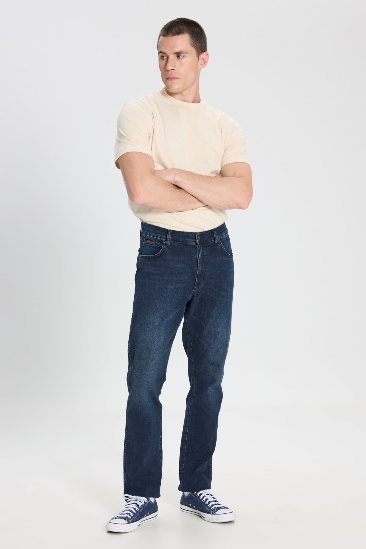 شلوار جین آبی مردانه تگزاس باریک و برش نرمال کمر انعطاف پذیر Wrangler