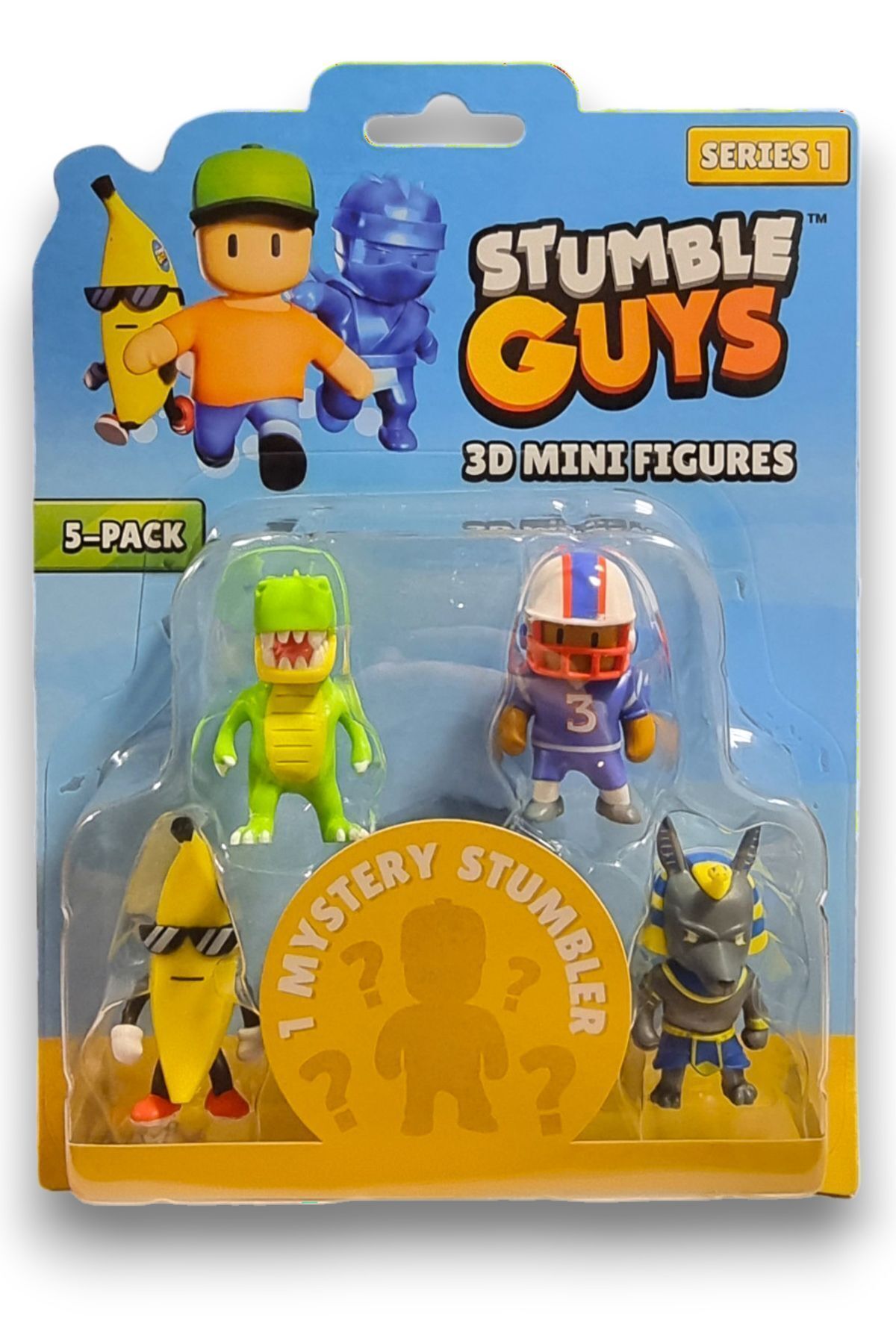 TOYFEST-Stumble Guys Series 1 - 3D Mini 1 i Set of 5 Figures with Surprise - T-rex Quarterback Banana Guy Anubis 8