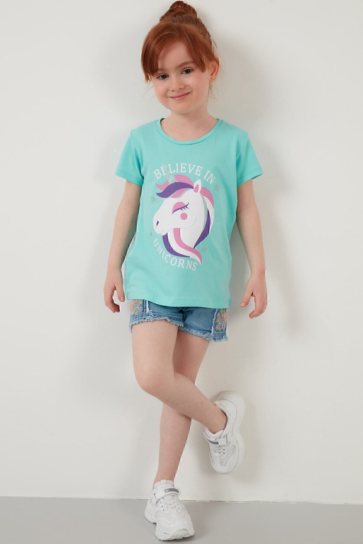 Lela-Tricou din bumbac cu decolteu rotund Tricou pentru fete 4