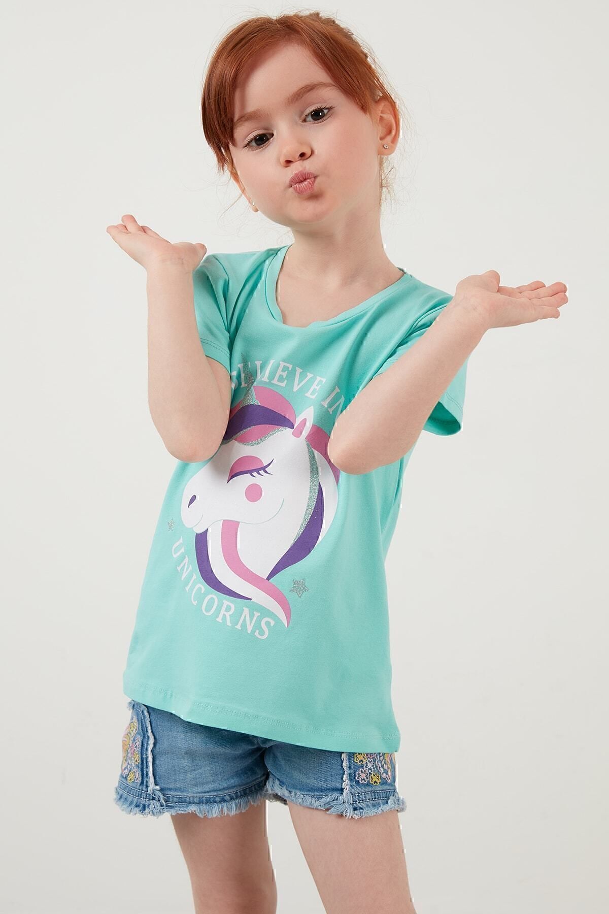 Lela-Tricou din bumbac cu decolteu rotund Tricou pentru fete 2
