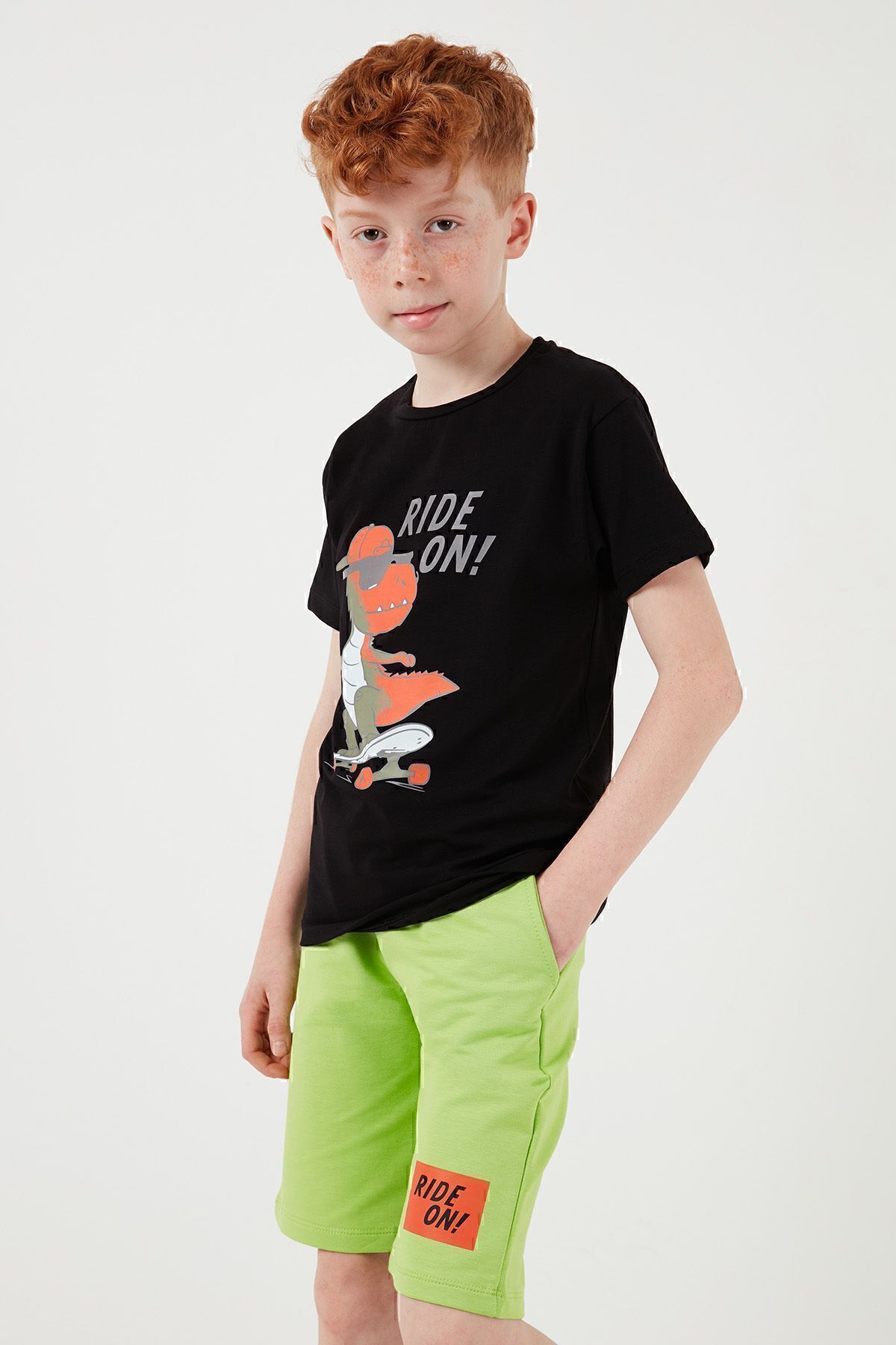 Lela-Set de pantaloni scurți de sus și de jos, din bumbac, cu croială normală, cu decolteu, pentru băieți6212014 3