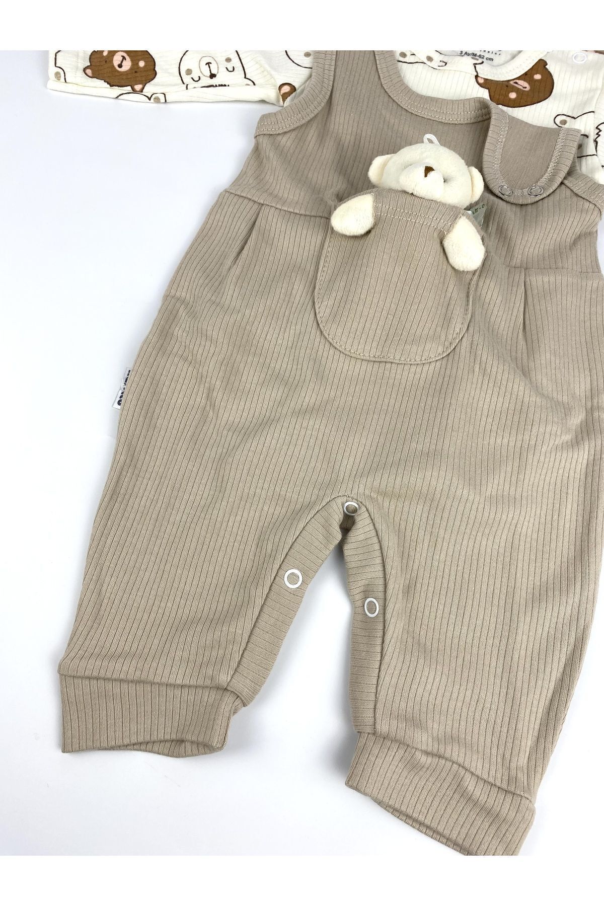 بادی نوزادی پسرانه – دخترانه بژ Nafitto baby&junior | NFT1427 اورجینال - تصویر 3