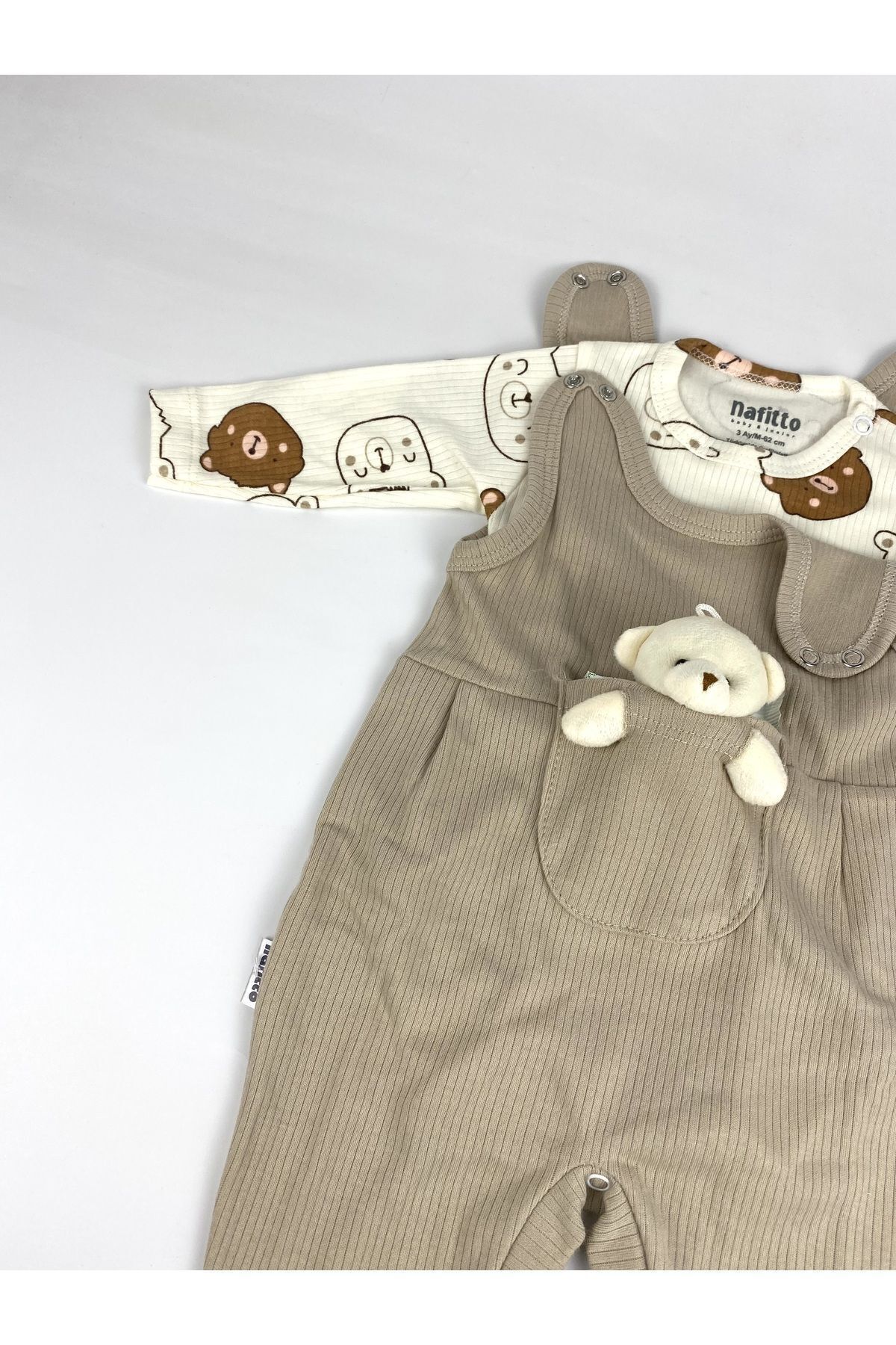 بادی نوزادی پسرانه – دخترانه بژ Nafitto baby&junior | NFT1427 اورجینال - تصویر 4