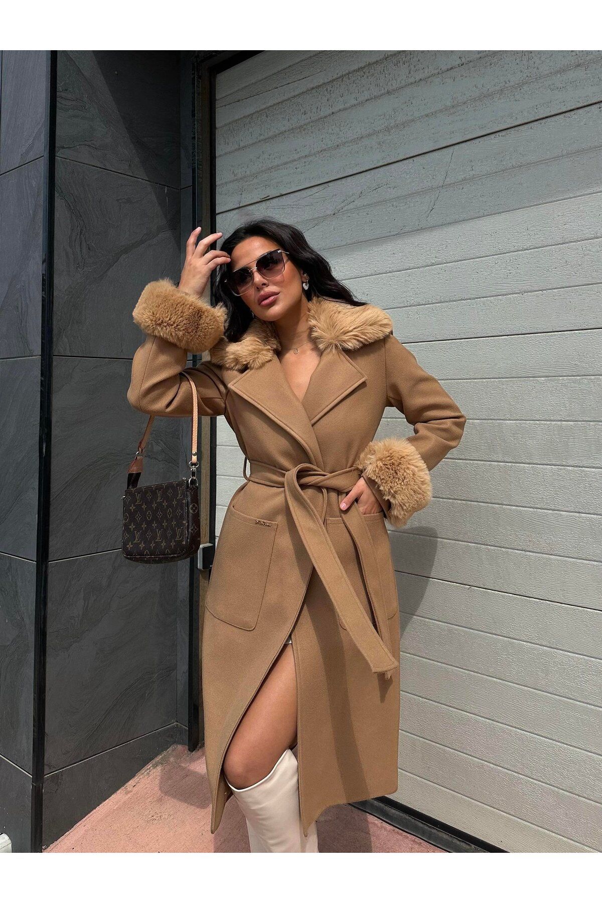 ZARİFTREND Grace Kürk Detaylı Kaşe Kaban görsel 2