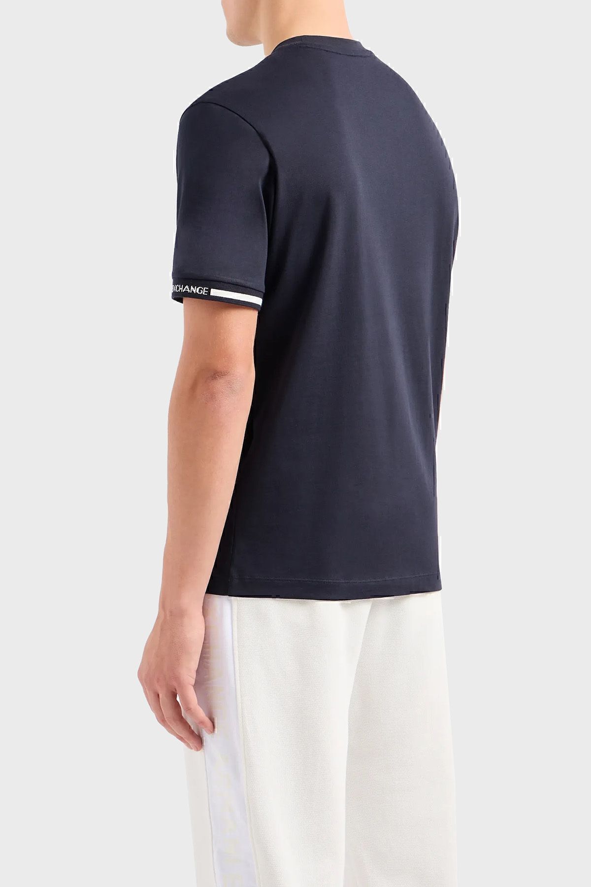 تی شرت آبی مردانه پنبه معمولی دوچرخه Yaka Tring 3dztlr zjlfz 1583 Armani Exchange