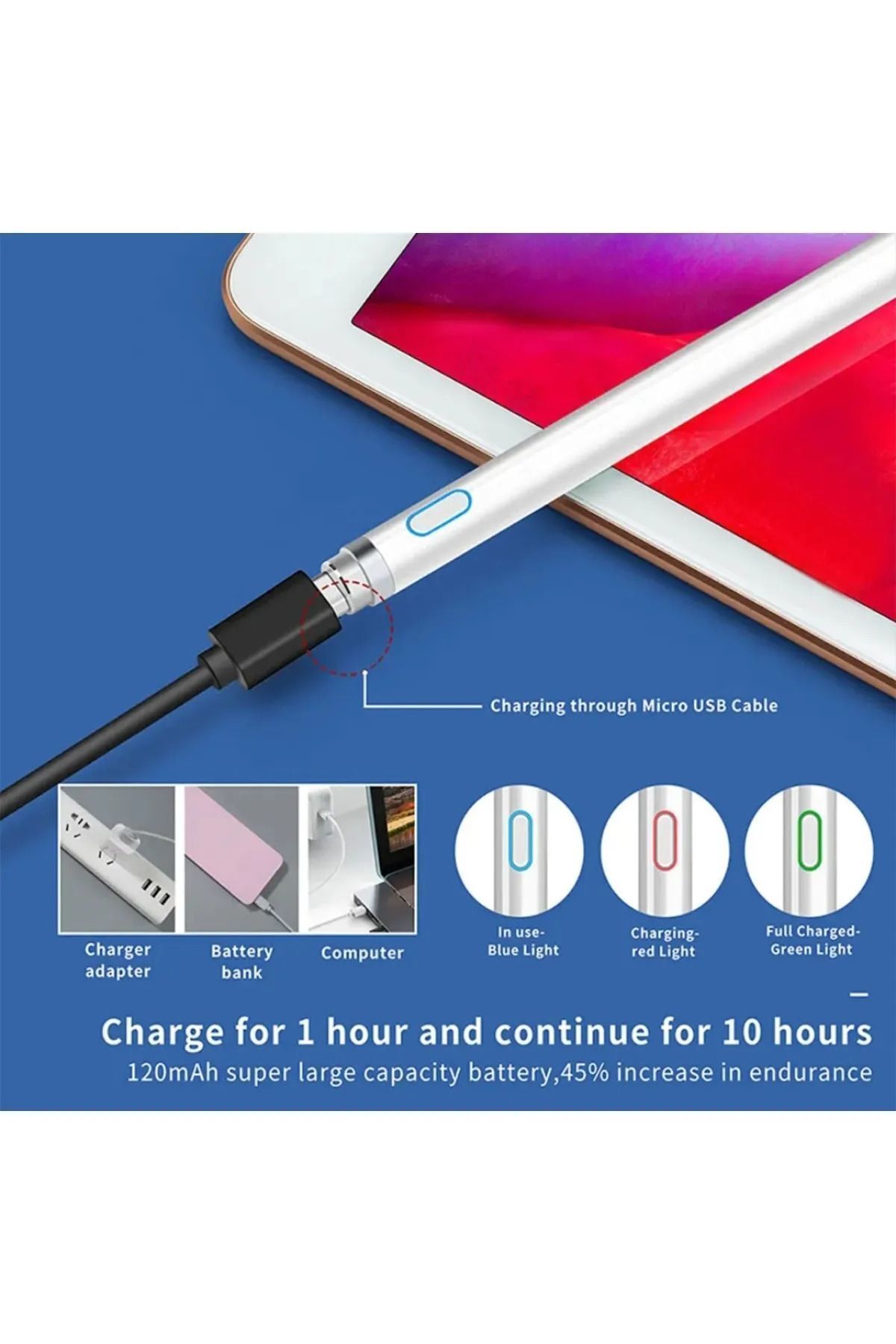 MMPSHOP-Samsung Galaxy Tab A9 Plus 11 inch SM-X210 Compatible Touch Active Stylus Pen for Drawing and Design 3
