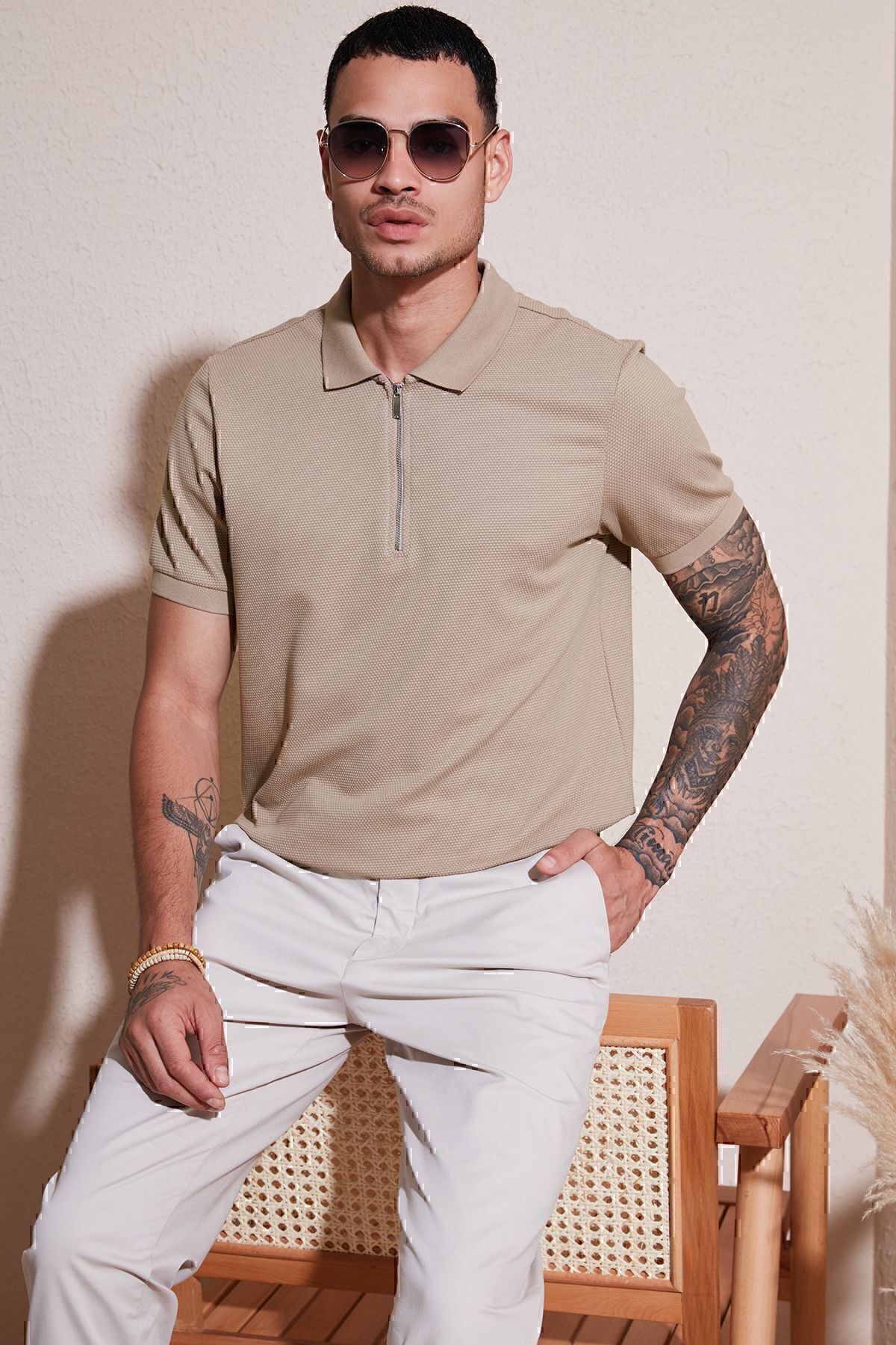  Buratti Pamuklu Regular Fit Fermuarl? Polo Yaka T Shirt Erkek POLO YAKA T SH?RT