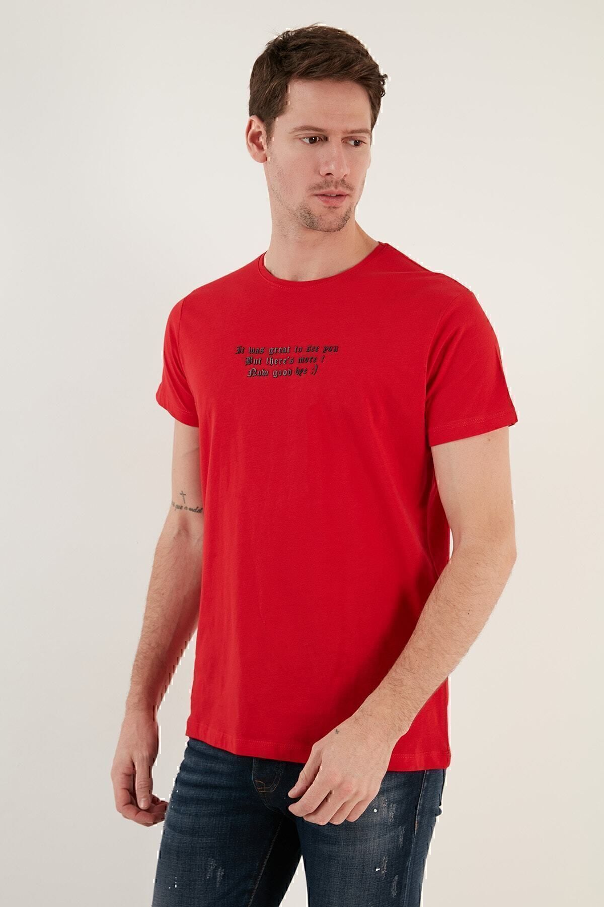 تیشرت مردانه قرمز بوراتی | 541THEMAS اورجینال - تصویر 3