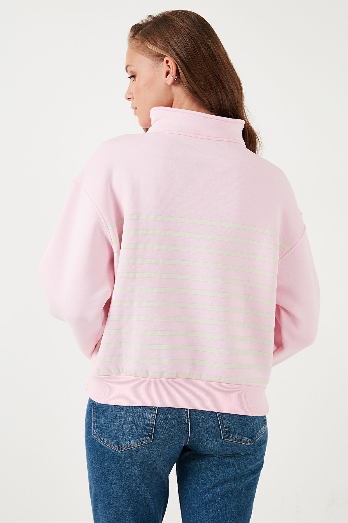 Lela-Oversize Stretch Sweat - Μισό φερμουάρ, Stand Collar SWEAT 5865883 7