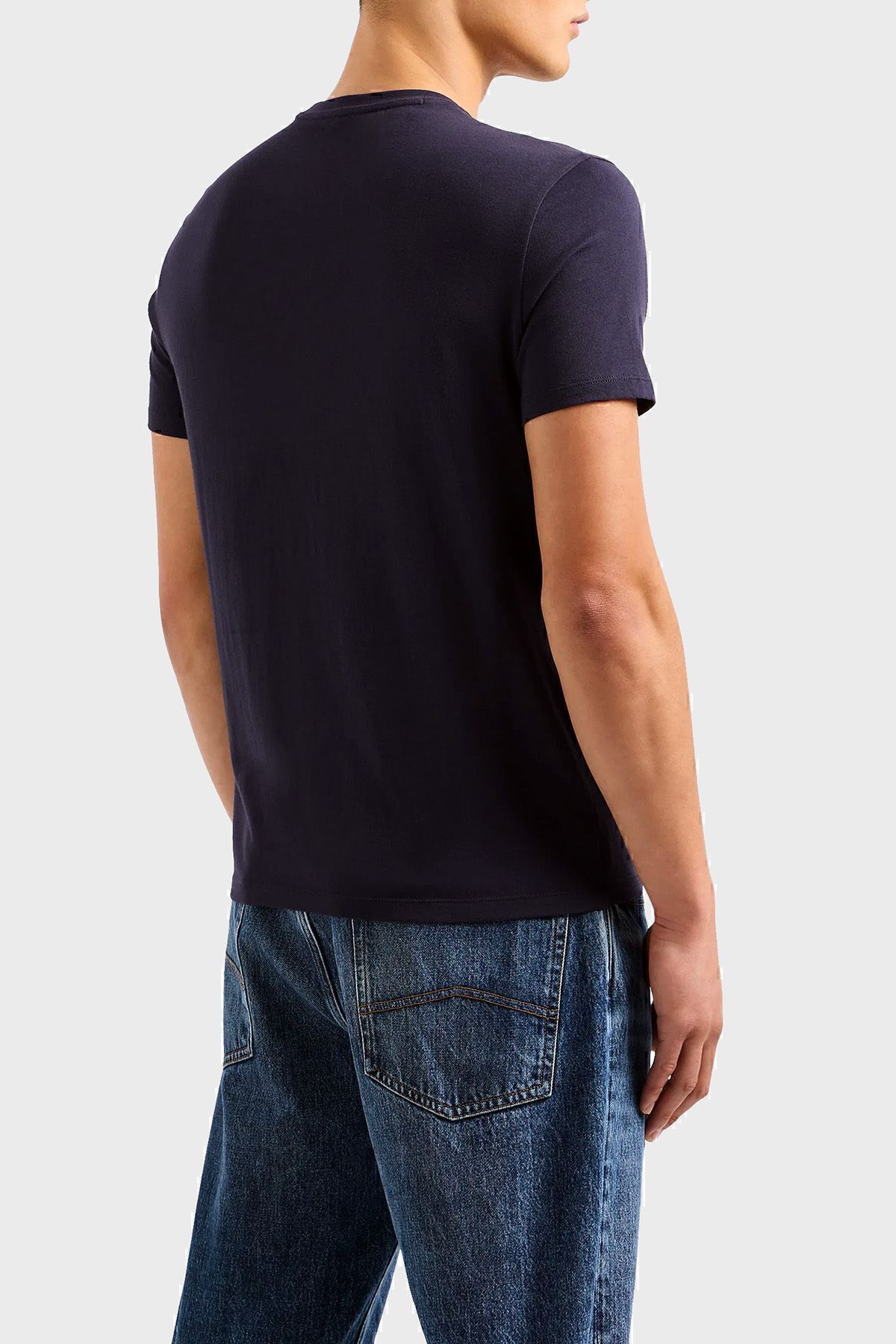 تی شرت آبی مردانه پنبه به طور منظم تناسب دوچرخه پیراهن 3dzthm zj8ez 15cx Armani Exchange