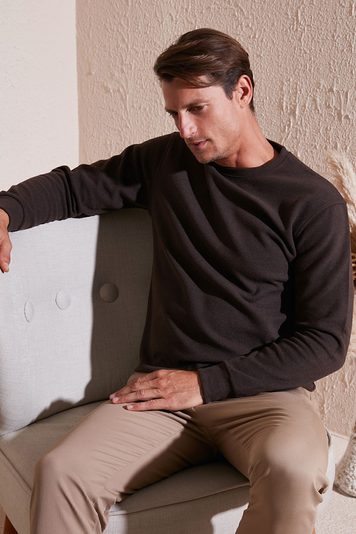 Slim Fit Crew Neck Sweater مردانه ژاکت نخی 456201 Buratti