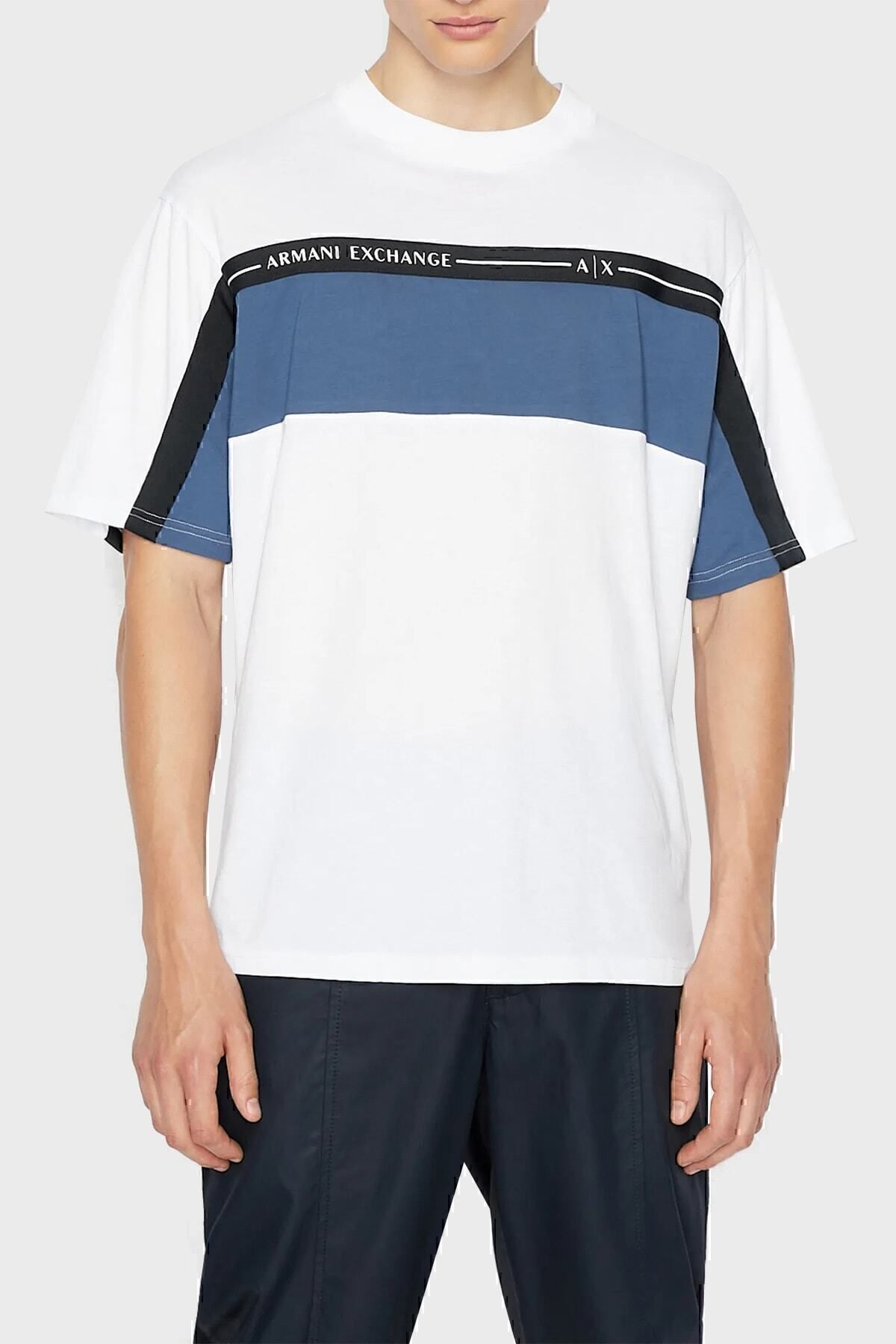 تی شرت سفید مردانه 100 ٪ پنبه تناسب دوچرخه Yaka Trit Tring 3rzmfd zjgez 81av Armani Exchange