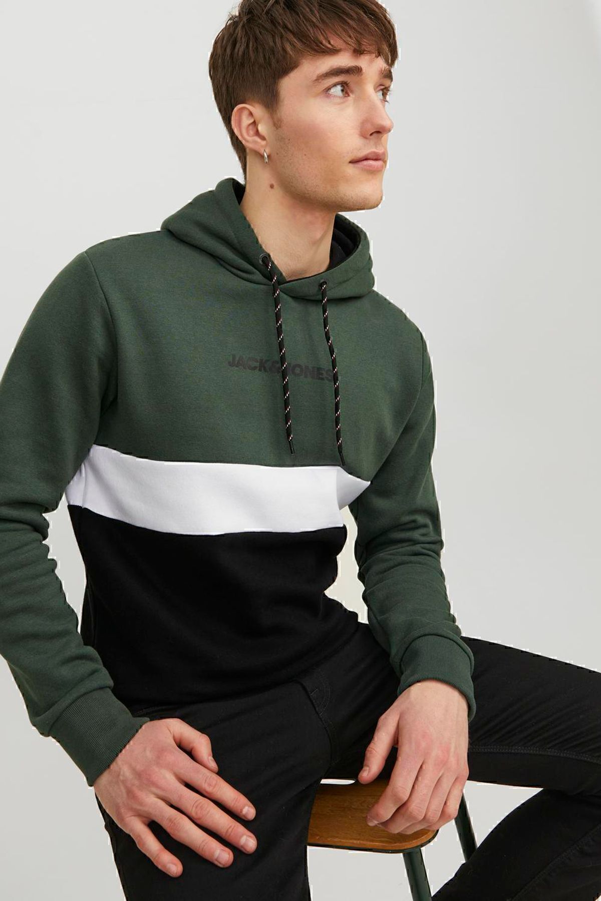 Essentials Jjereid Color Block Hooded Sweat مردانه SWEAT 12233959 Jack & Jones