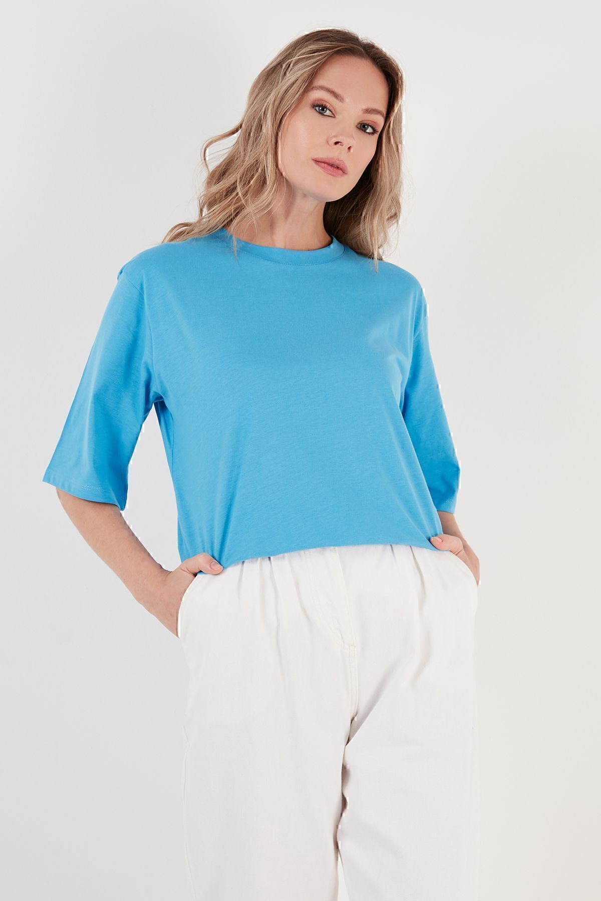 Lela-Cotton Oversize Crew Neck T Shirt T Shirt 5864562 4