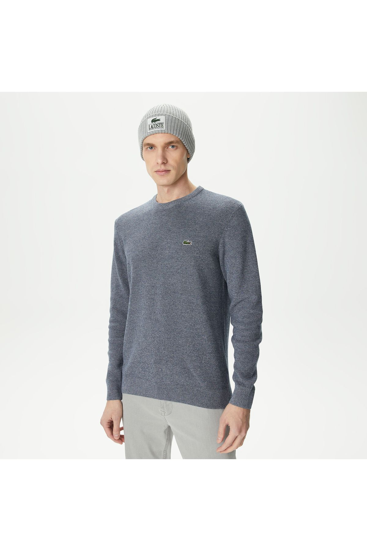 Men's Regular Fit Crew Neck Gray Sweater