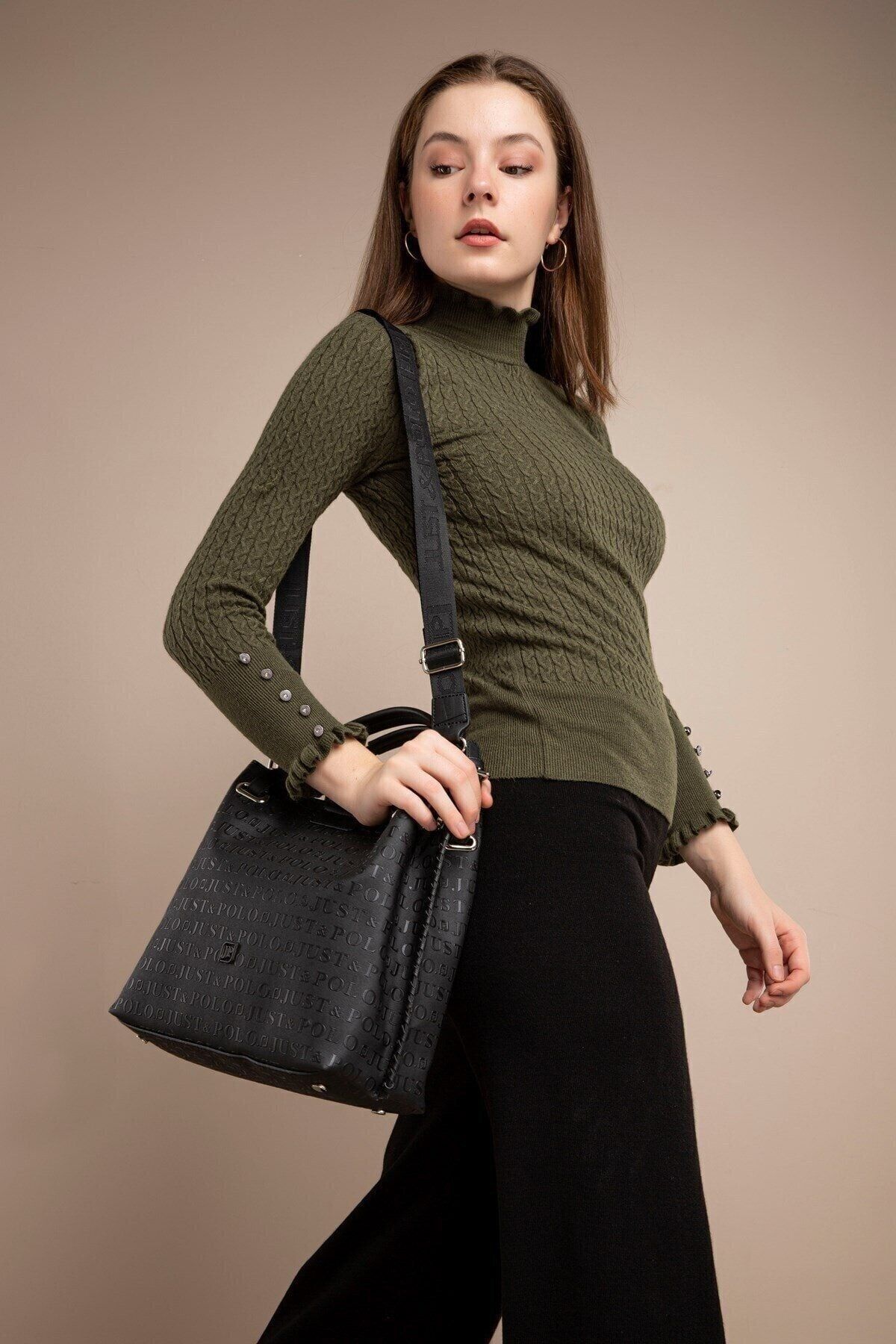 GALB LEATHER-حقيبة كتف نسائية يومية بحزام عريض وواسعة من Just Polo مقاس 33 × 26 سم 2