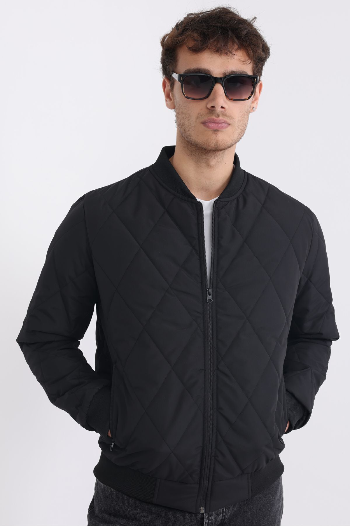 D1fference-Men's Black Lined Windproof Hooded Lightweight Seasonal Jacket 5