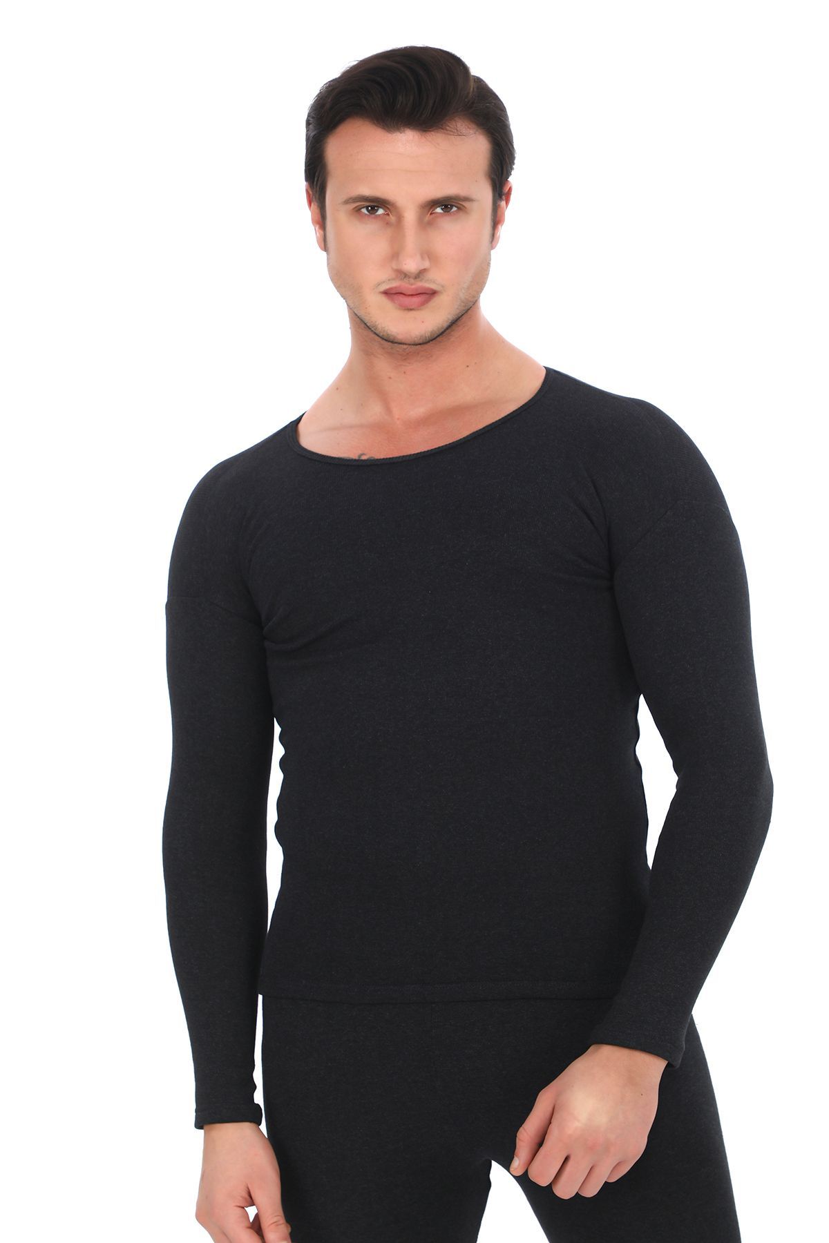 SAUNA SUIT-Set termic de iarnă unisex antracit - Tricou și jambiere interioare din bumbac care păstrează căldura 3