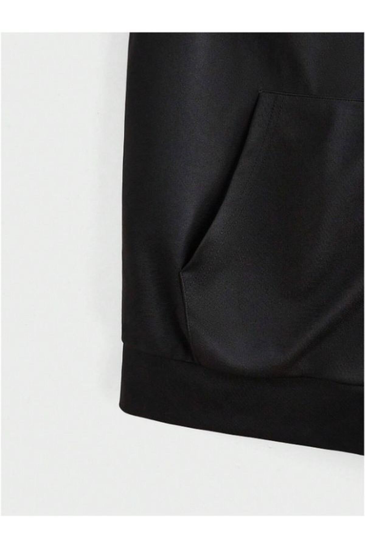 MOONBULL  Unisex Fermuarlı Kapüşonlu Kanguru Cepli Oversize Kolsuz Yelek - Görsel 3