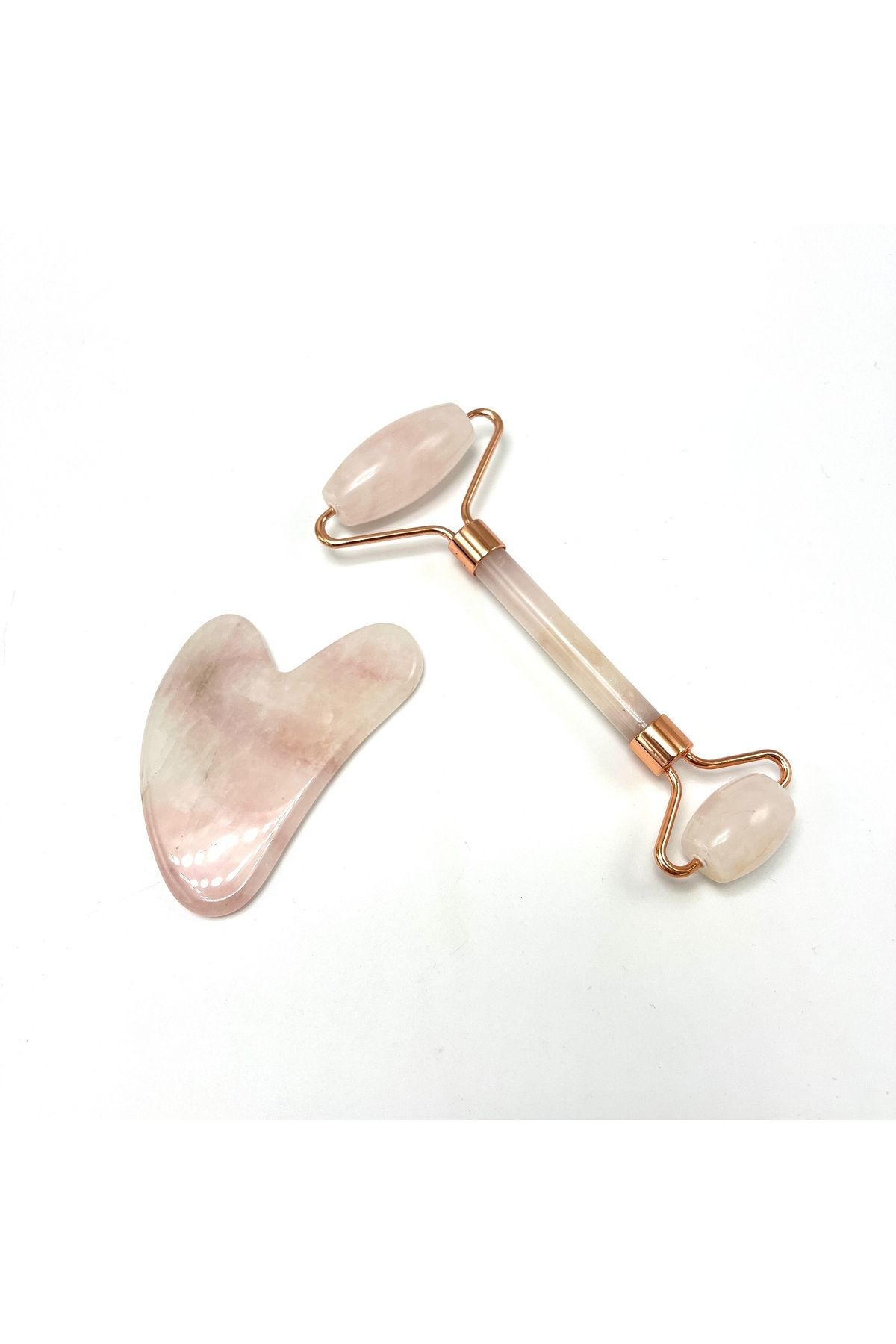 Sertifikalı Pembe Kuvars 1. Sınıf Kalite Roller ve Gua Sha Doğal Taş Masaj Aleti Takım — رنگارنگ ydtma7 — تصویر 3 از 8