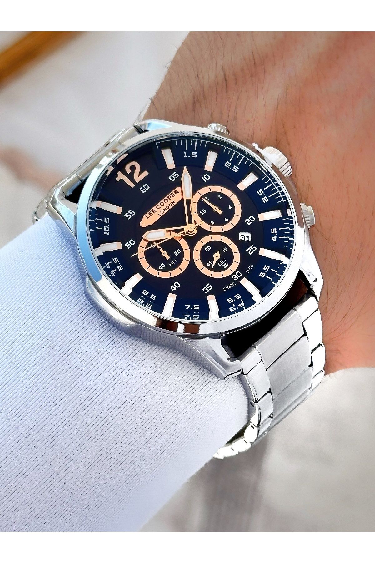 ساعت مردانه نقره اي لی کوپرLee Cooper | 7689 اورجینال - تصویر 2