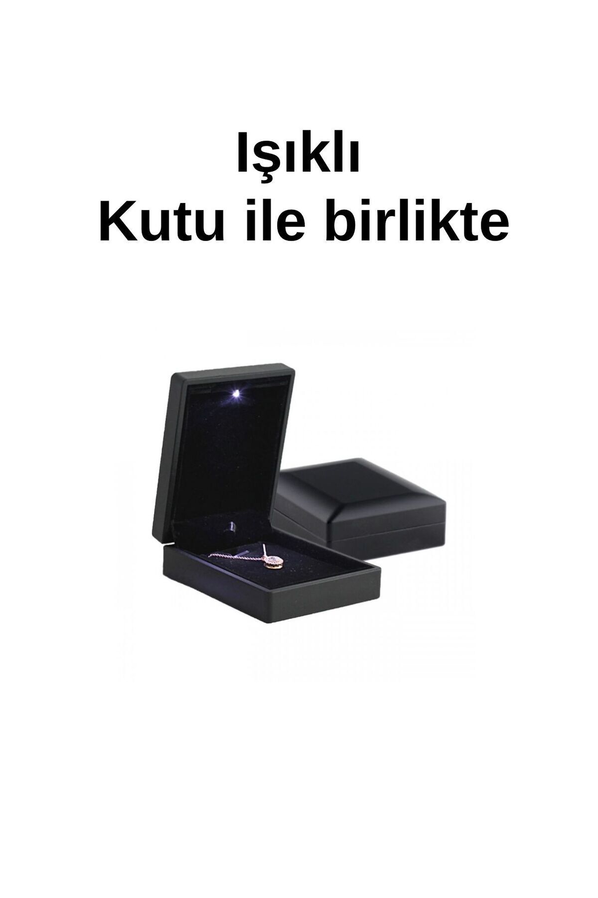 Işıklı kutuda kalp kolye ayarlanabilir yüzük seti sevgililer günü,doğum günü hediyesi 3