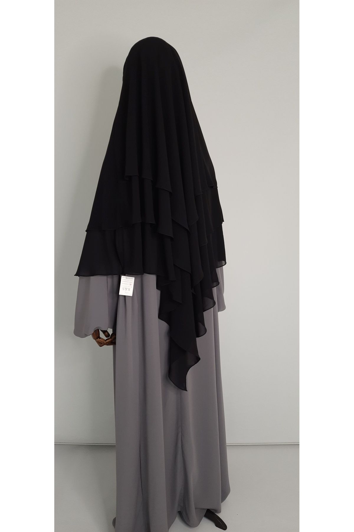 R&S modibone-Black Multi Siphon 3-Layer Souffler Scarf - Medium Hijab 4