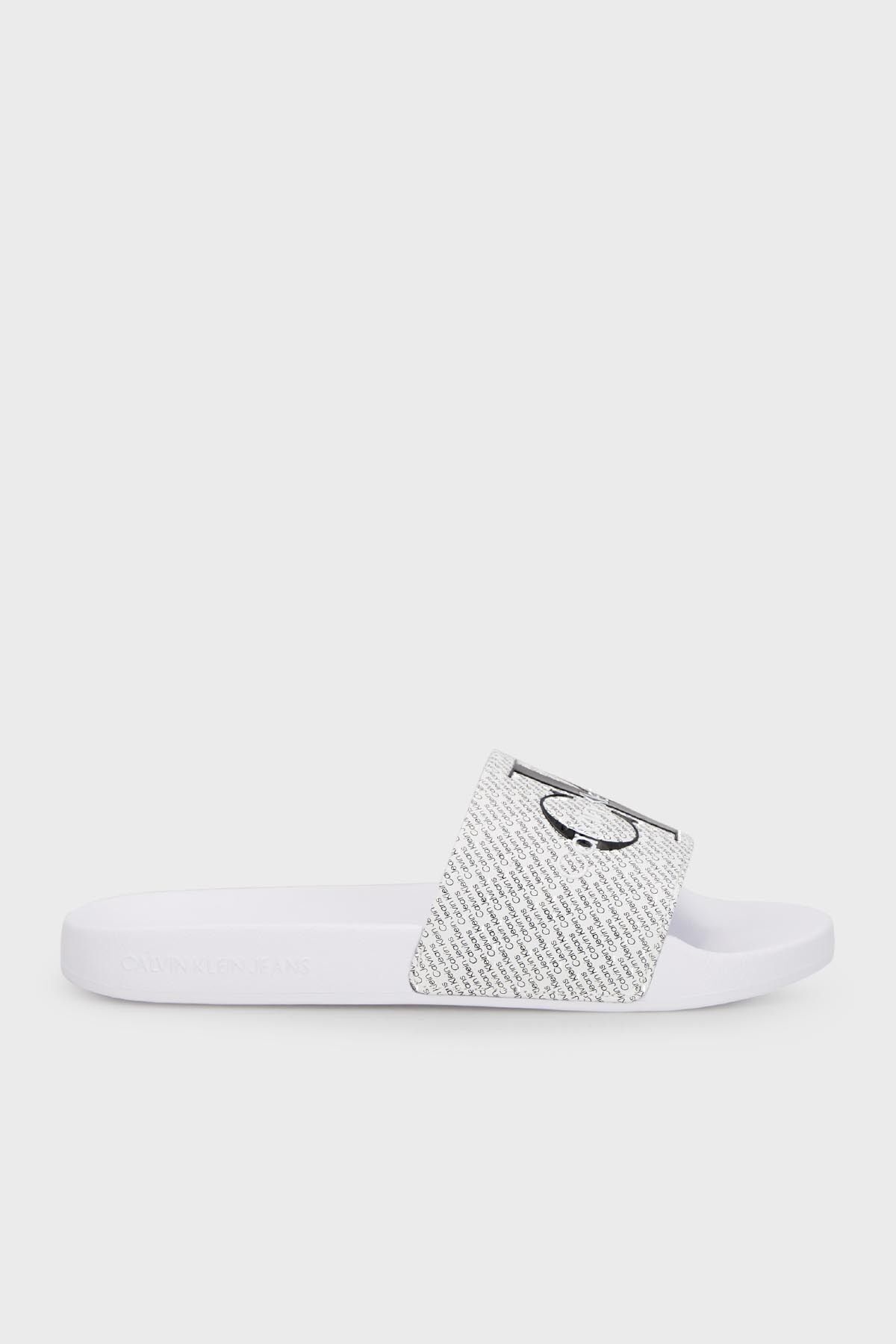 دمپایی سفید زنانه مسطح با آرم YW0YW0140701W SLIPPER YW0YW01407 01W Calvin Klein