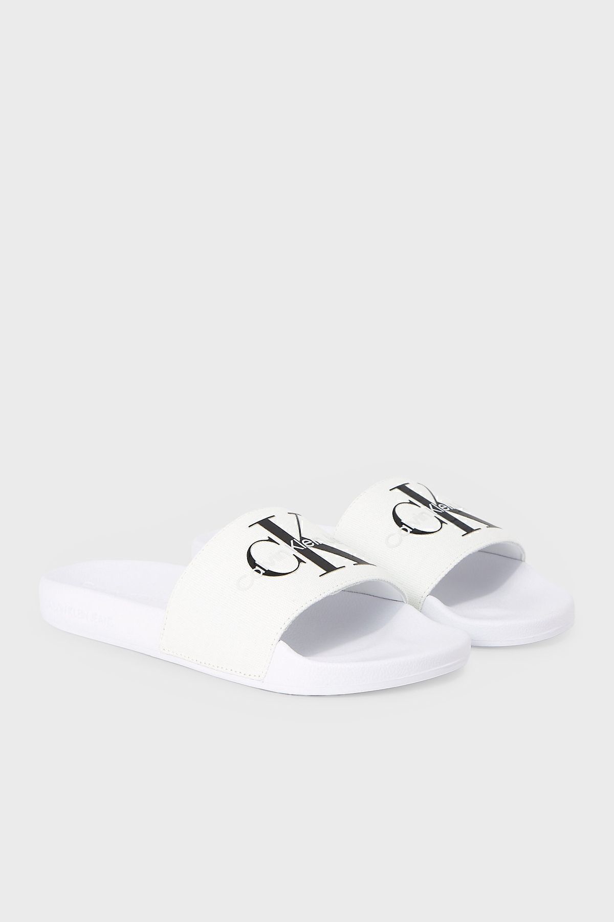 دمپایی سفید مردانه و زنانه مسطح YW0YW0010301W SLIPPER YW0YW00103 01W Calvin Klein