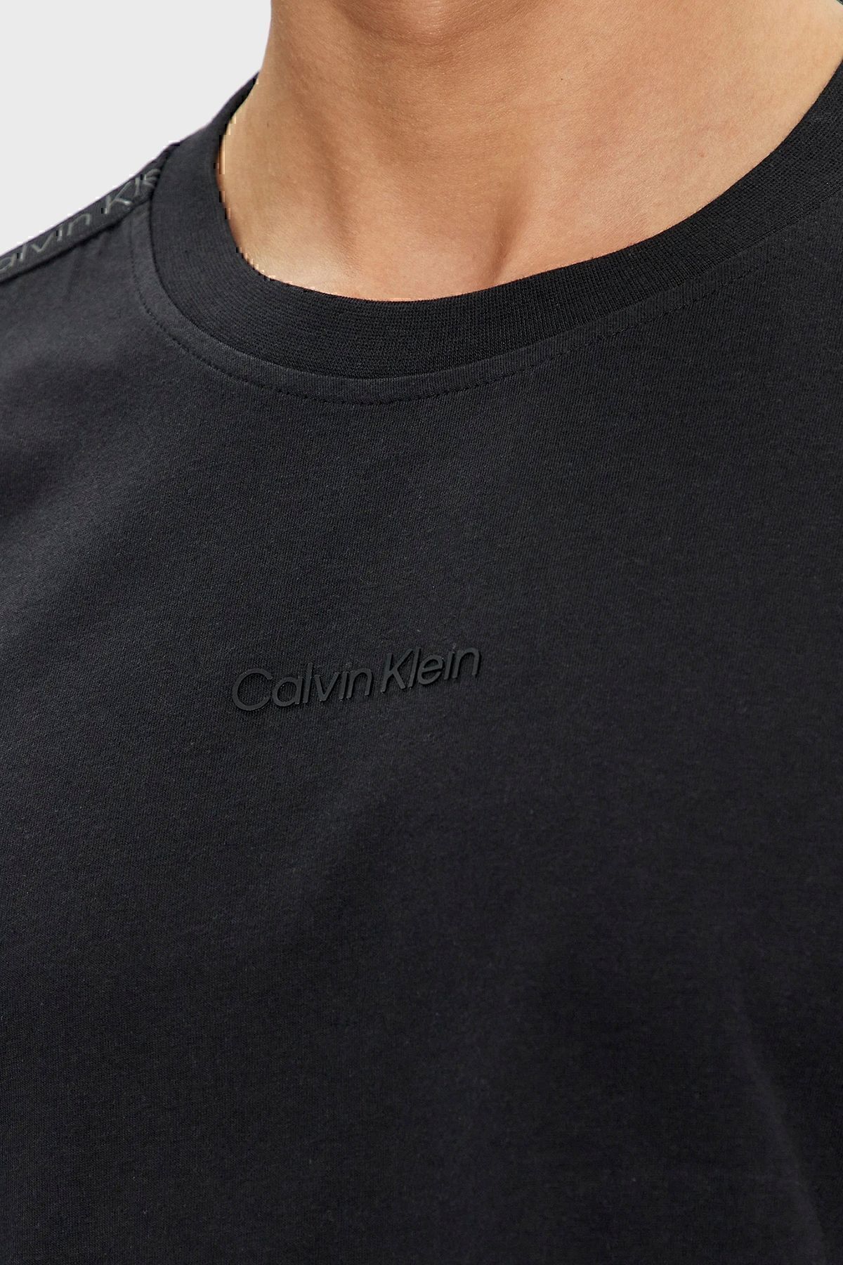 تی شرت مشکی مردانه پنبه مناسب یقه پیراهن 00gms4k187bae Calvin Klein