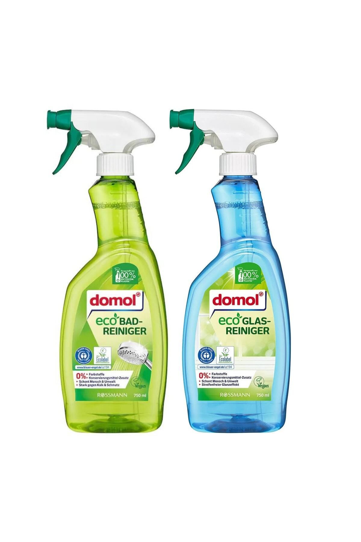 DOMOL Eco Cam Temizleyici Sprey 750 Ml + Eco Banyo Yüzey Temizleyici Sprey 750 Ml ( Ekolojik Set)