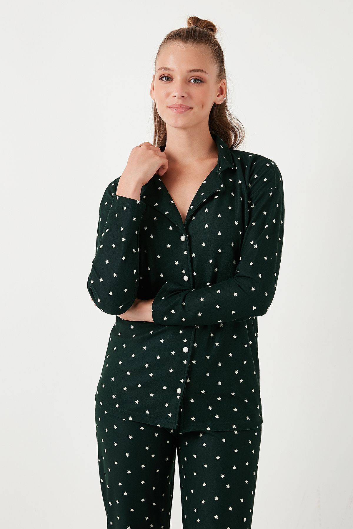 Lela-Stretch Standard Fit Buttoned Pajama Set - 60956601 5
