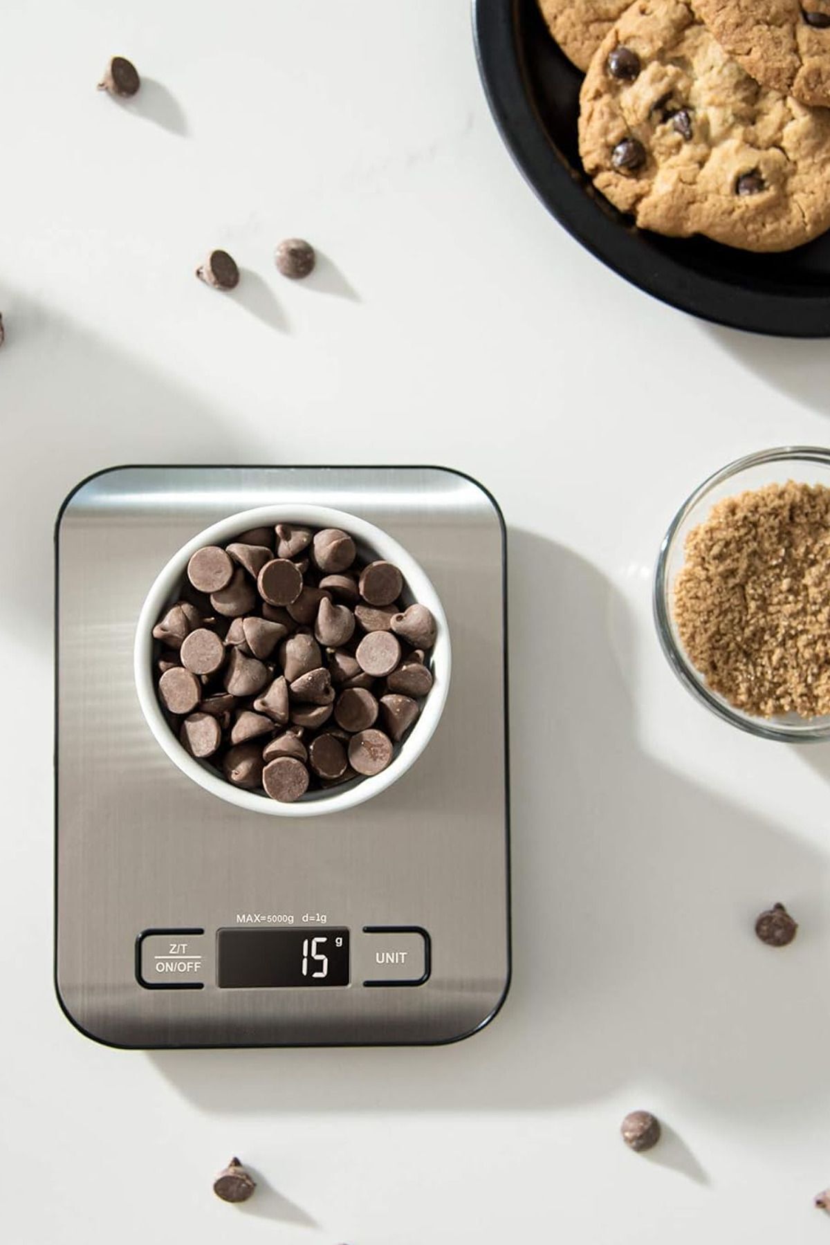 Soillium Yüksek Hassasiyetli 5kg Kapasiteli Dijital Mutfak Tartısı LCD Ekran ve Paslanmaz Çelik Yüzey