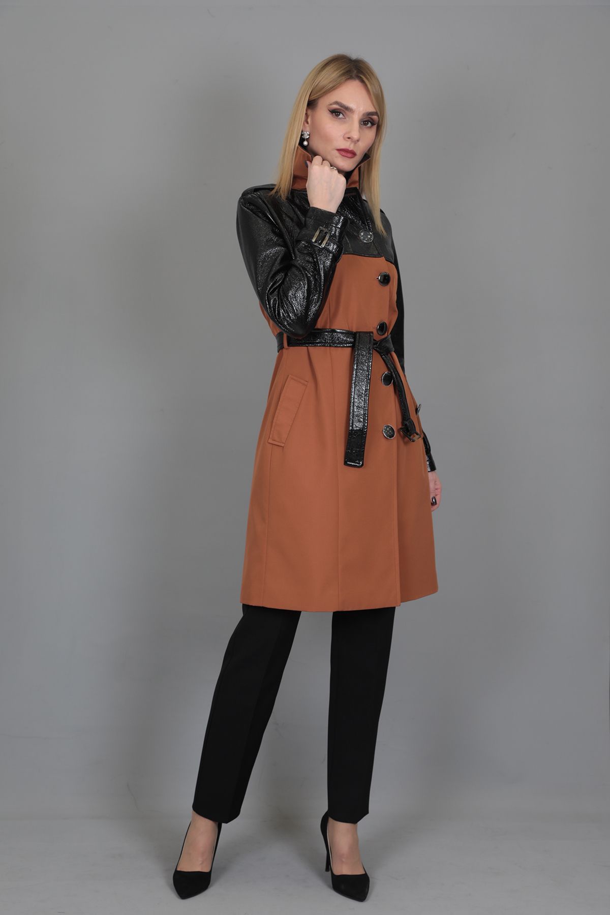 ÖNDER ÖZSOY-Leather Detailed Trench-tan 2