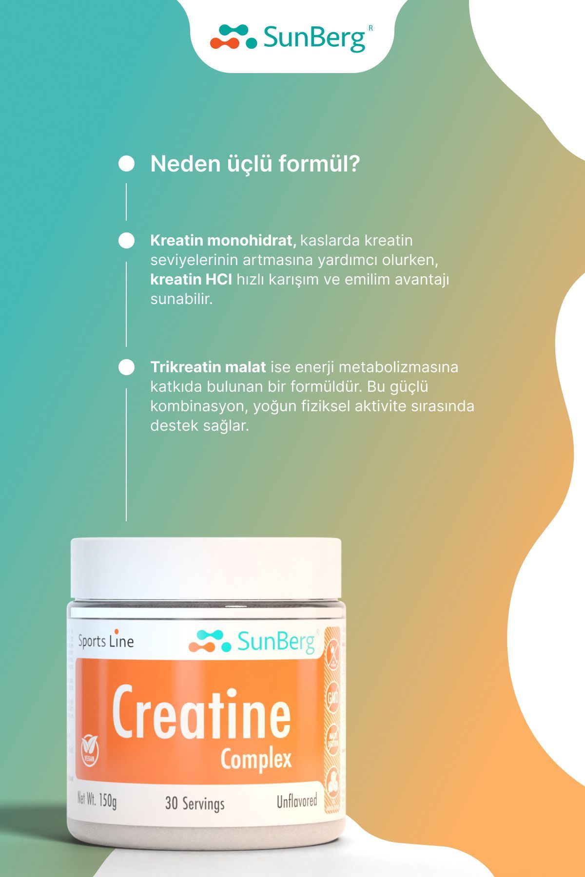 SunBerg-Creatine Monohydrate, Creatine HCL and Tricreatin Malate - Creatine Complex 5