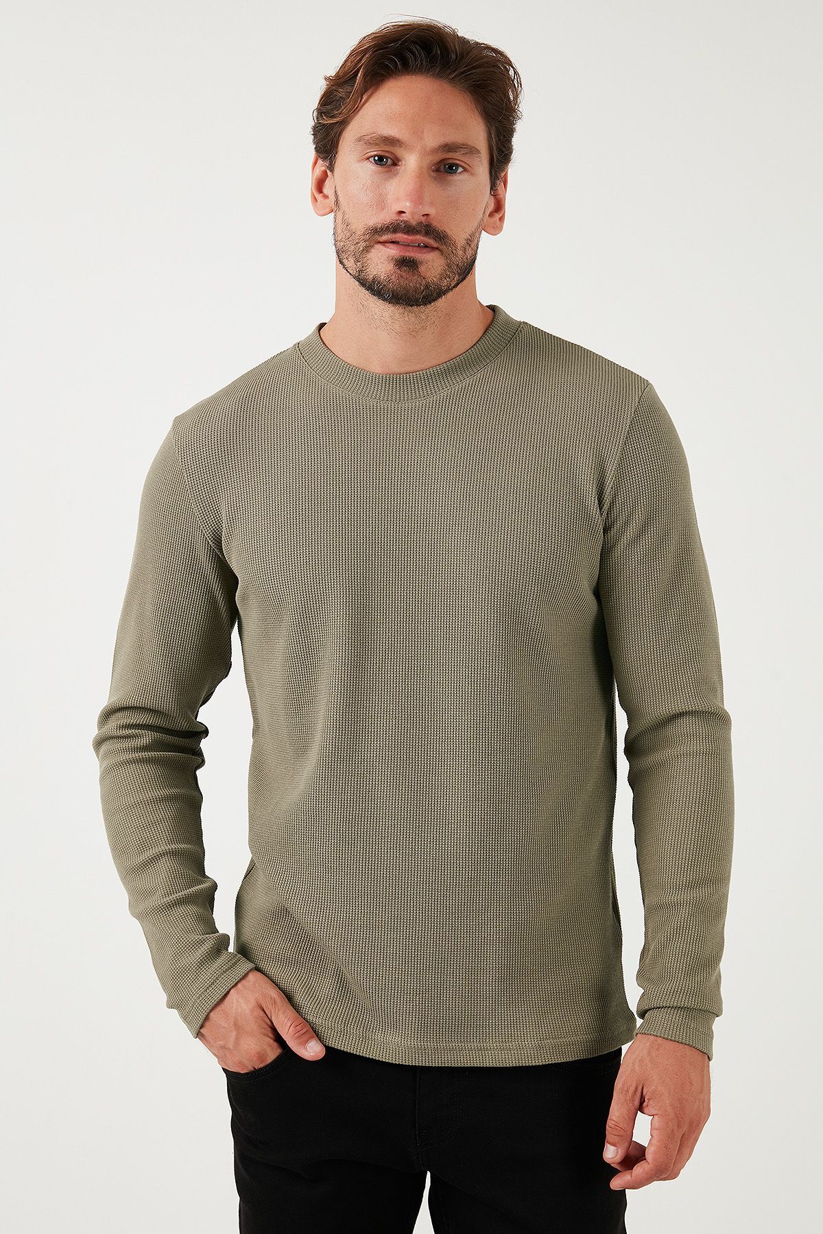 سویشرت مردانه قهوه ای بوراتی | 5905073 اورجینال - تصویر 3