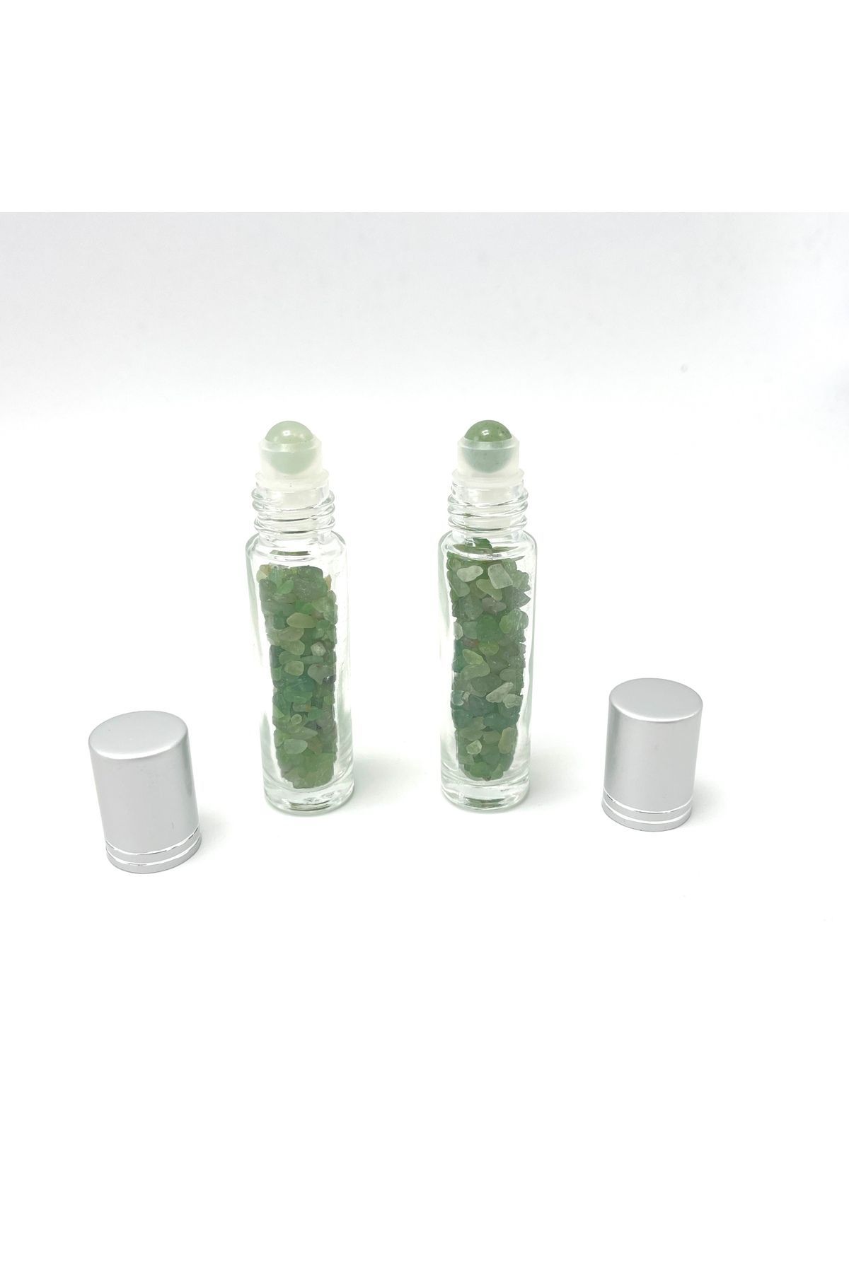 بطری و غلتکی ابزار ماساژ اسانس سنگ طبیعی Aventurine معتبر 10 میلی لیتری YILDIZ DOĞAL TAŞ