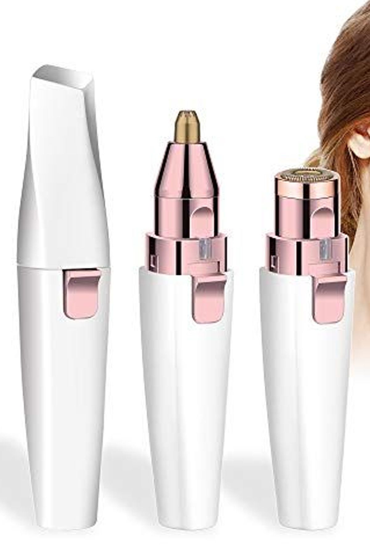 AfterTimes 2 Başlıklı Işıklı Epilatör Seti: Yüz ve Çene İçin Kaş Düzleştirici ve Kıl Alma