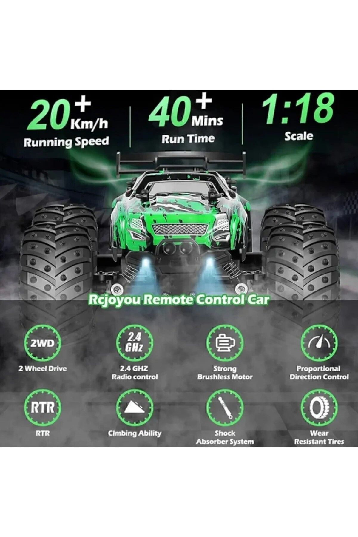 Uzaktan Kumandalı Araba Full Fonksiyon Işıklı Drift 4x2 20 Km Hız Yapan Jip