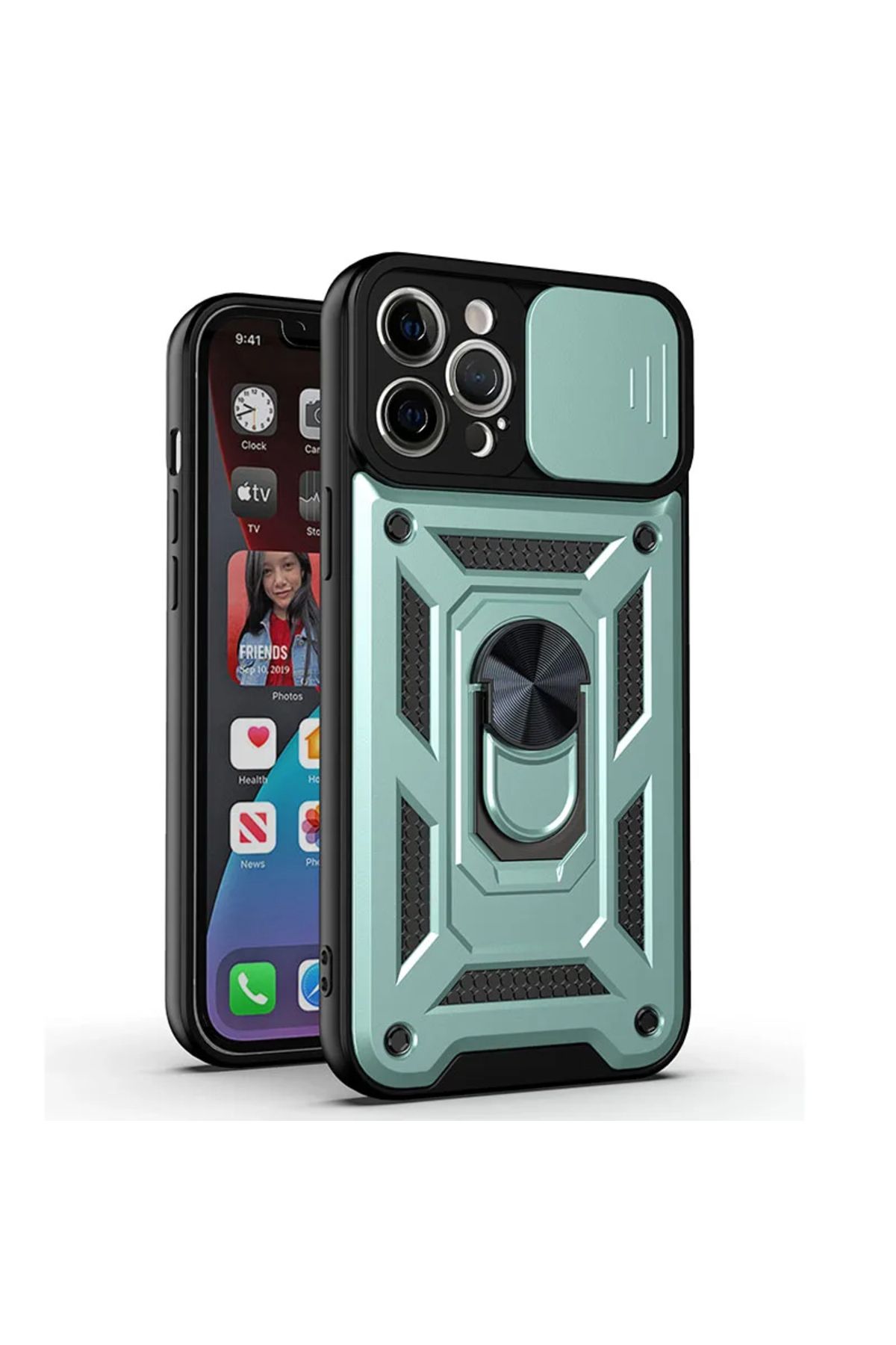Iphone 15 Pro Max Compatible Case Camera Protected Sliding Ring Extra Protected Tank Case