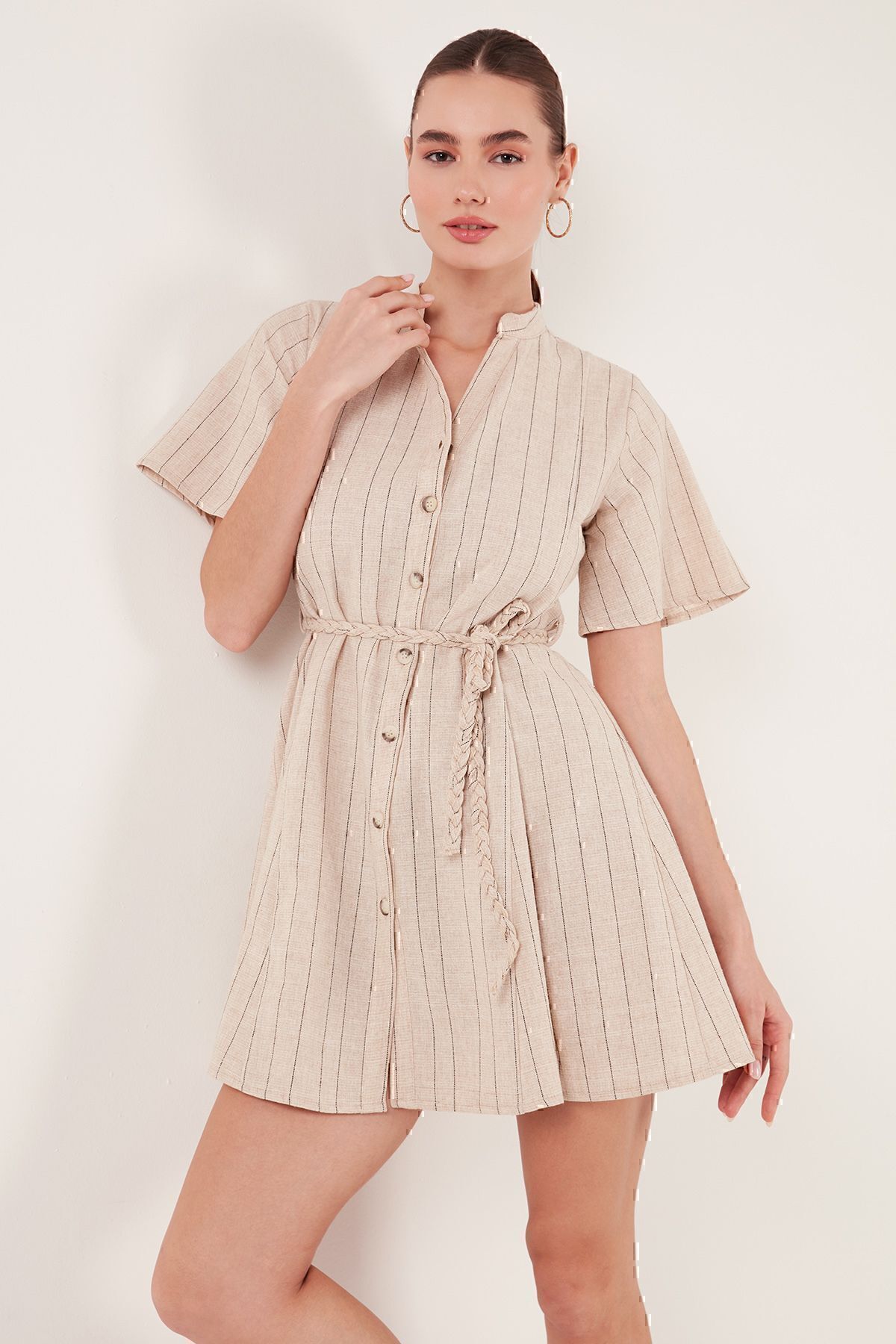 Lela-Cotton Striped Regular Fit Mini Dress DRESS 611EL377 5