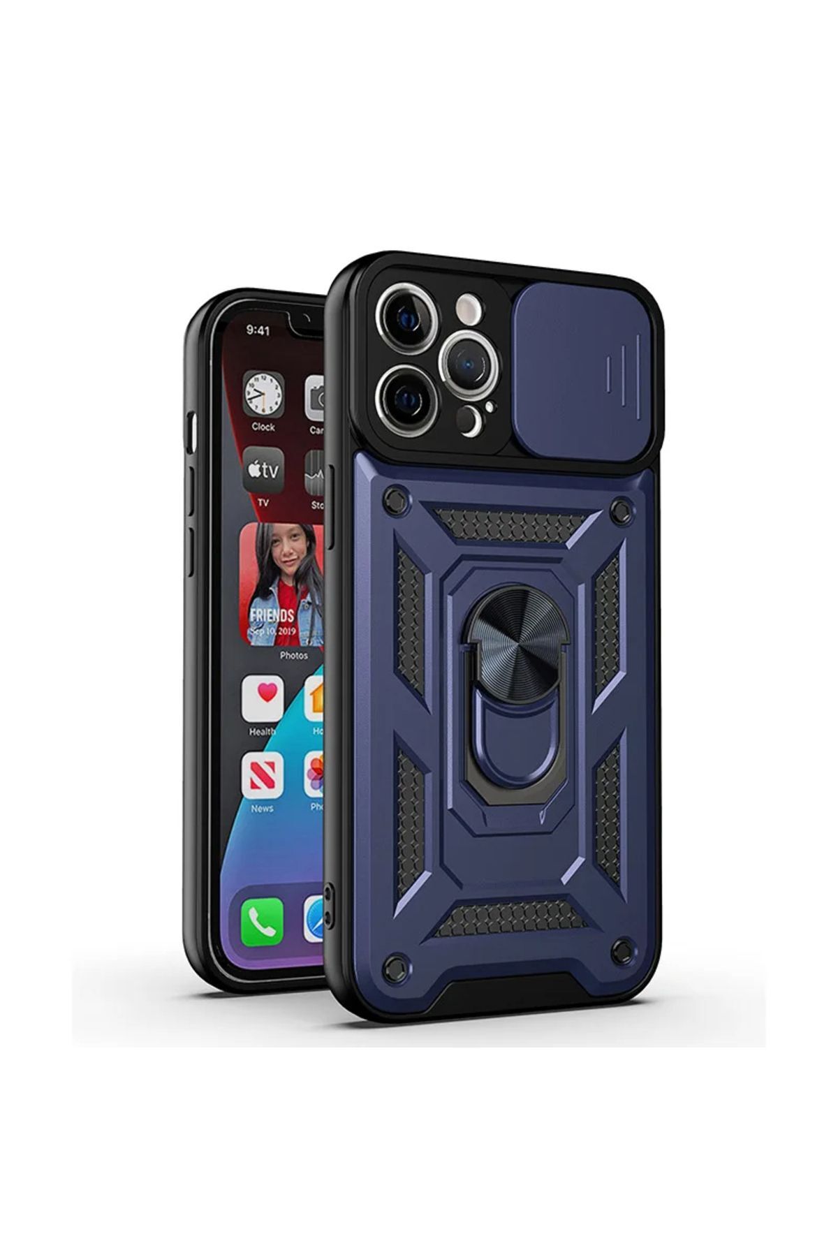 Iphone 15 Pro Max Compatible Case Camera Protected Sliding Ring Extra Protected Tank Case