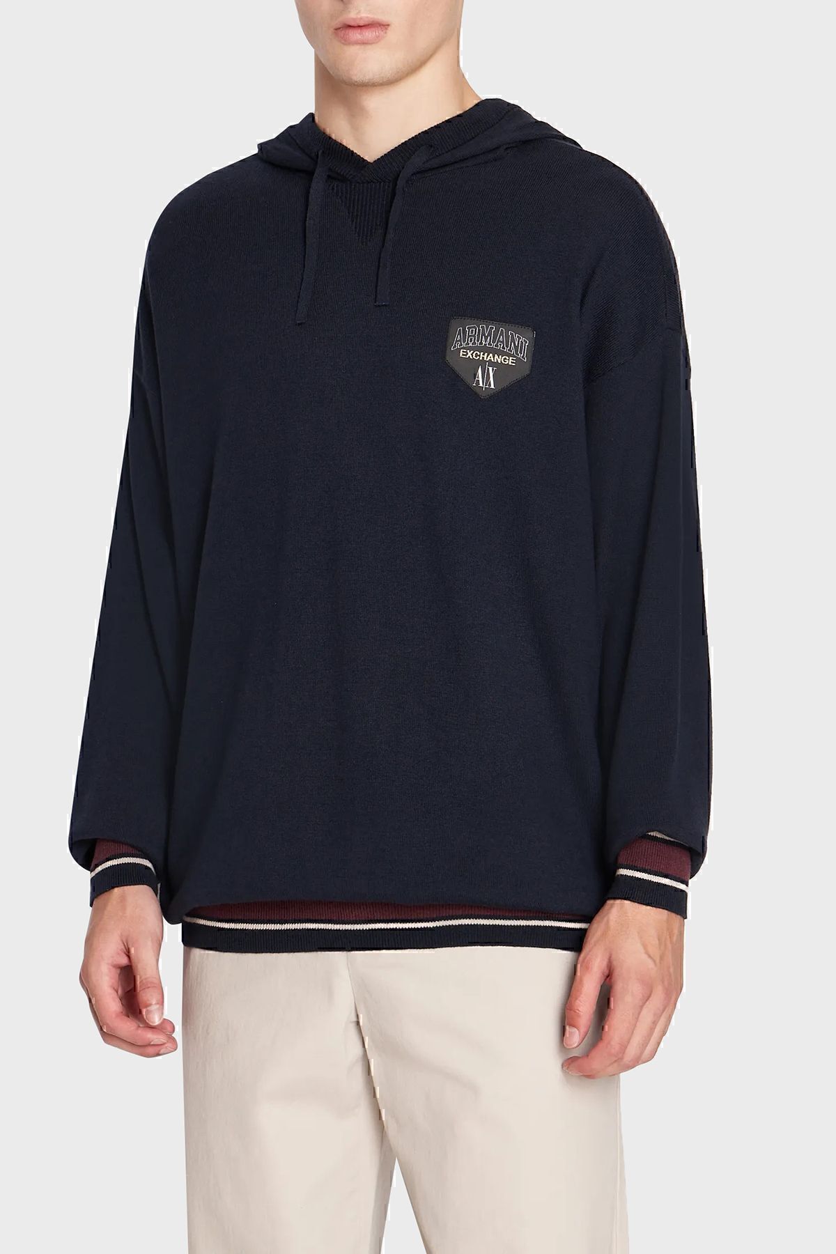 ترکیبی از پنبه و پشم ژاکت با کلاه معمولی ژاکت مردانه 6RZM2A ZM3FZ 1510 Armani Exchange